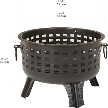 Amazon Basics 27 inch Steel Round Lattice Fire Pit, Easy to Assemble