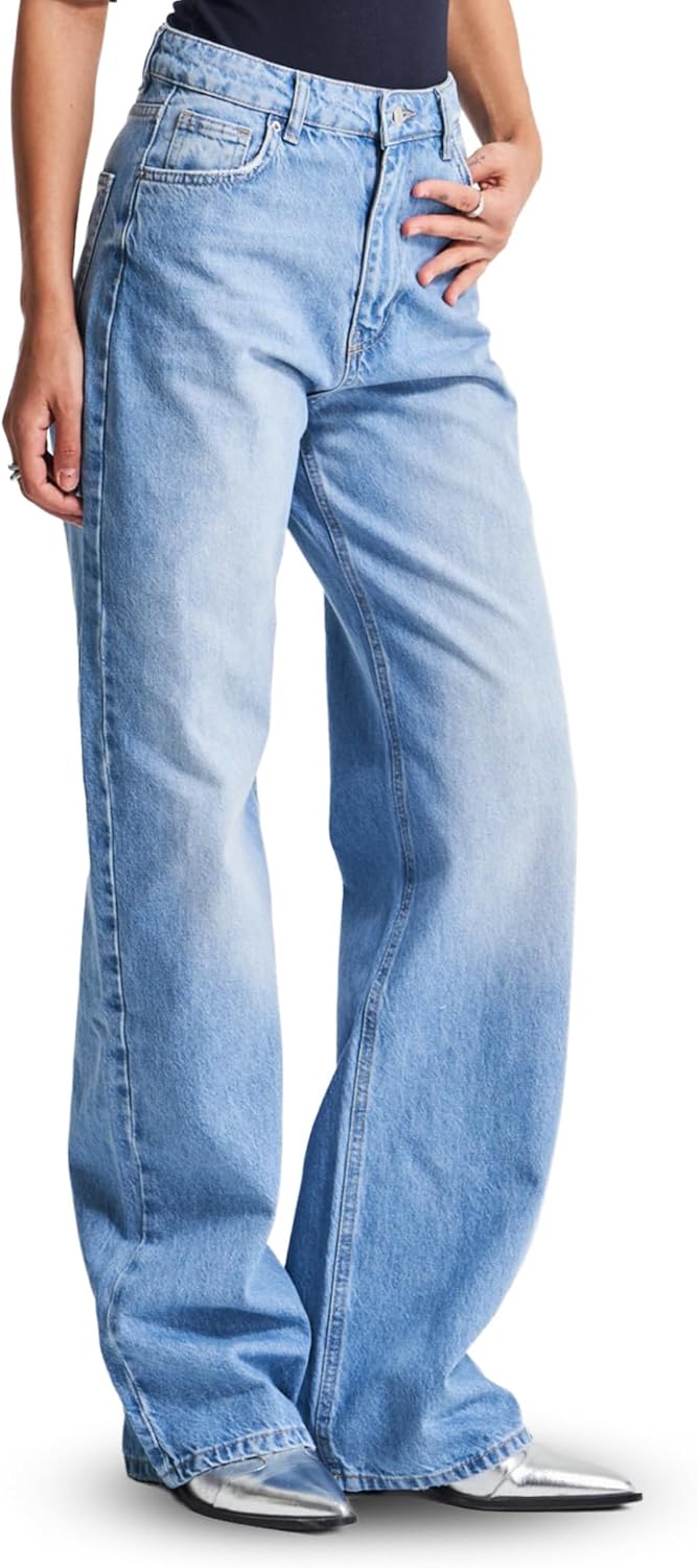 IT'S BASIC Straight Wide Leg Jeans for Women High Waisted, Relaxed Fit Trendy Womens Jeans Loose Denim Pants, Stonewashed - Image 7