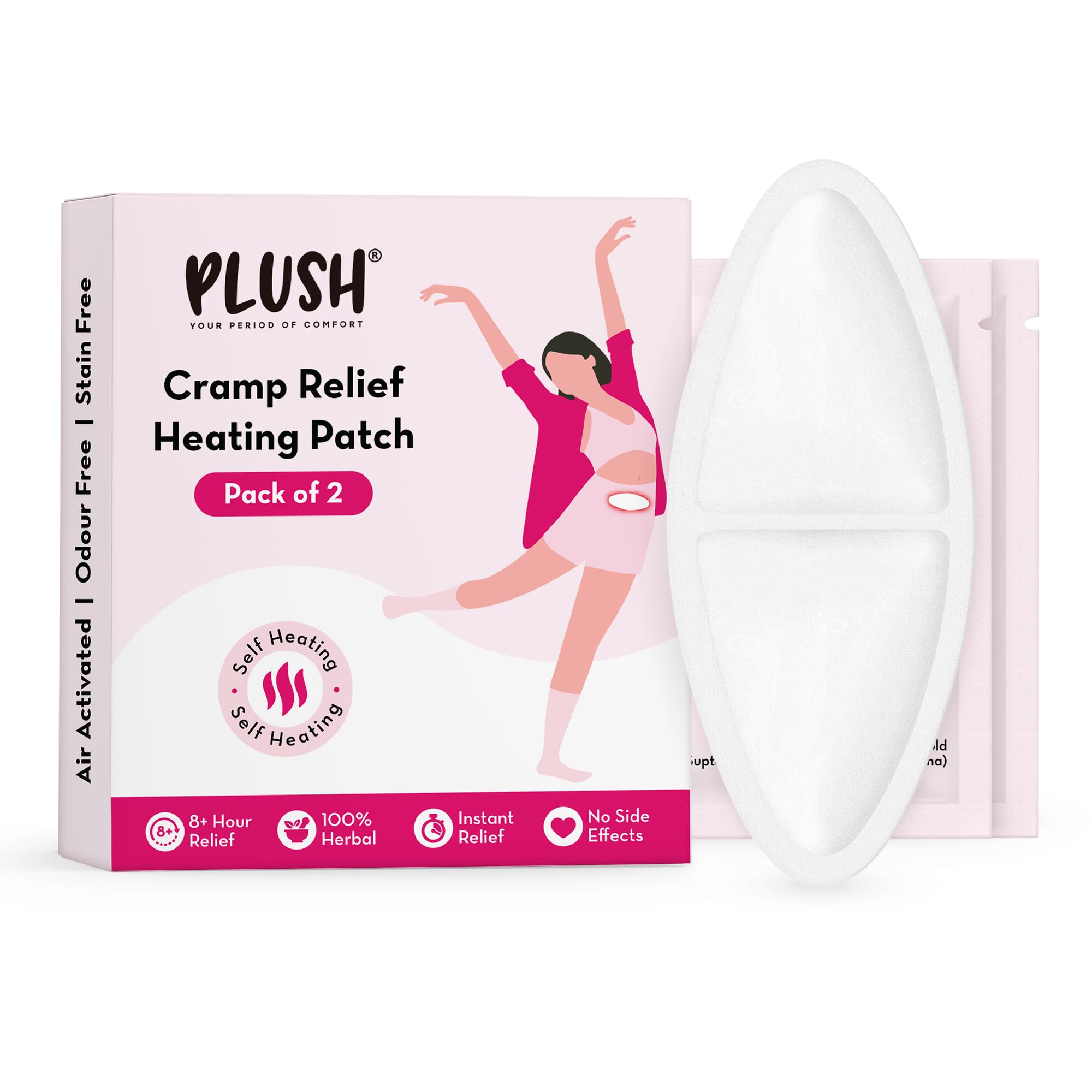 Plush 8+ Hour Instant Cramp Relief Heating Patch (Pack of 2) | 100% Herbal & Safe | Air Activated | No Side Effects (B0D4VZR1XS) Amazon Price History, Amazon Price Tracker