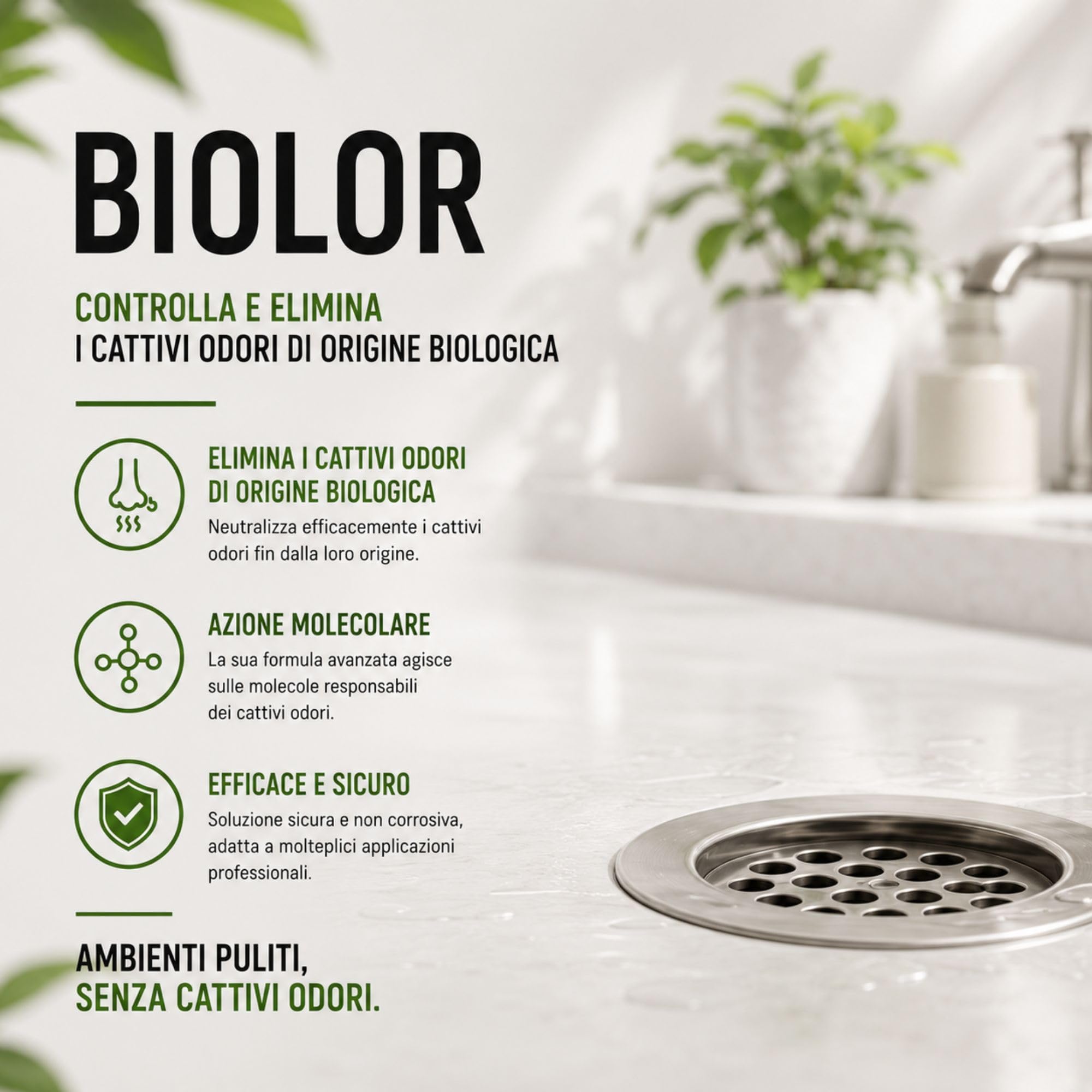 Eliminatore di Odori per Scarichi | Trattamento Biologico per Fogne, WC, Fosse Setticche | Neutralizzatore di Odori per Lavandini e Bagni | Rimuove Cattivi Odori da Tubi