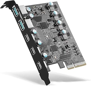 PCIe to USB 3.2 Gen 2 Adapter Card with 20 Gbps Bandwidth 5-Port (3X USB C -2X USB A) PCI Express Expansion Card Internal USB Hub PCI-E Add-on Cards Riser for Windows 10/8/7 and MAC OS 10.8.2 Above