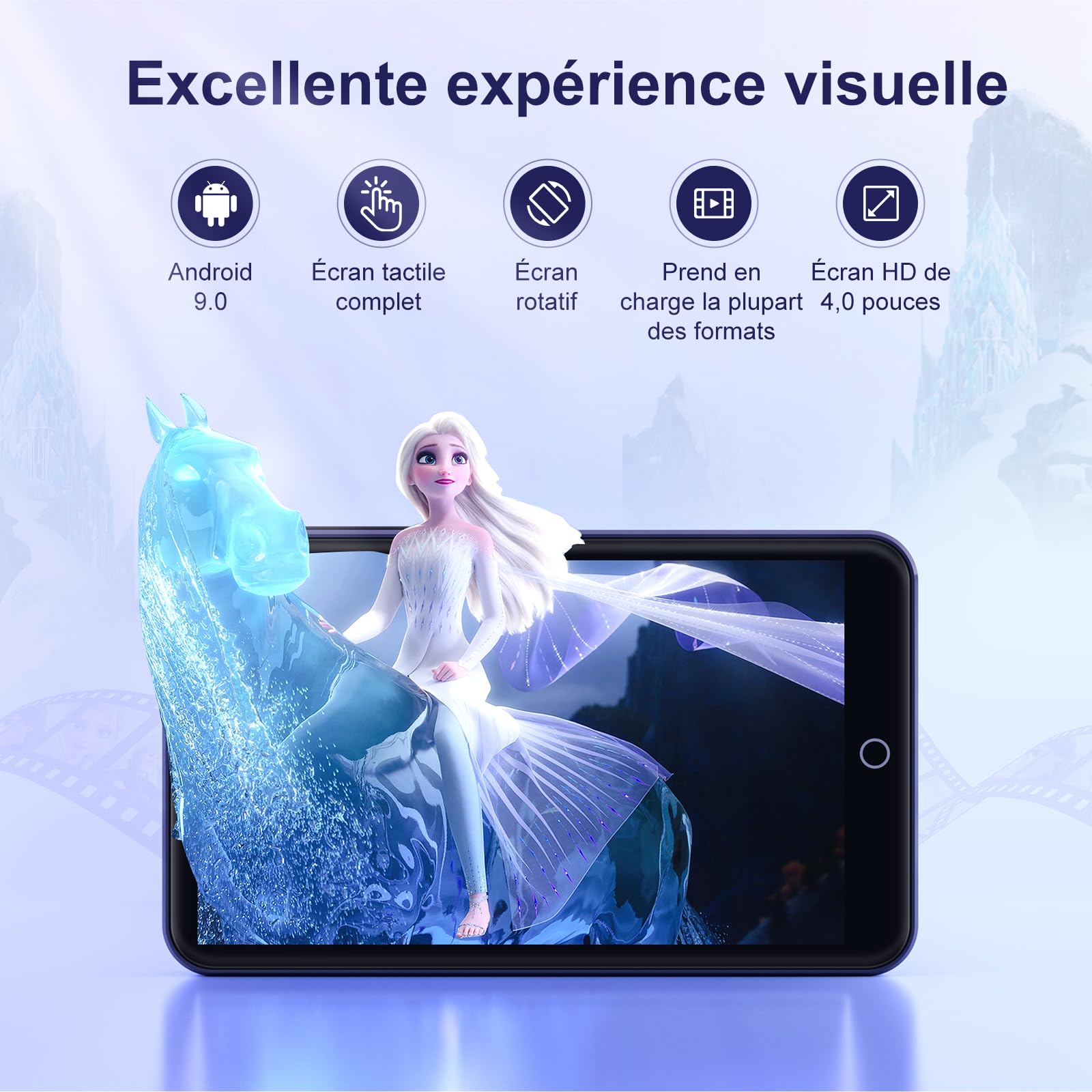 Lecteur MP3 80 Go Bluetooth WiFi 2000 mAh écran Tactile 4" Android Spotify Amazon Music Play Store