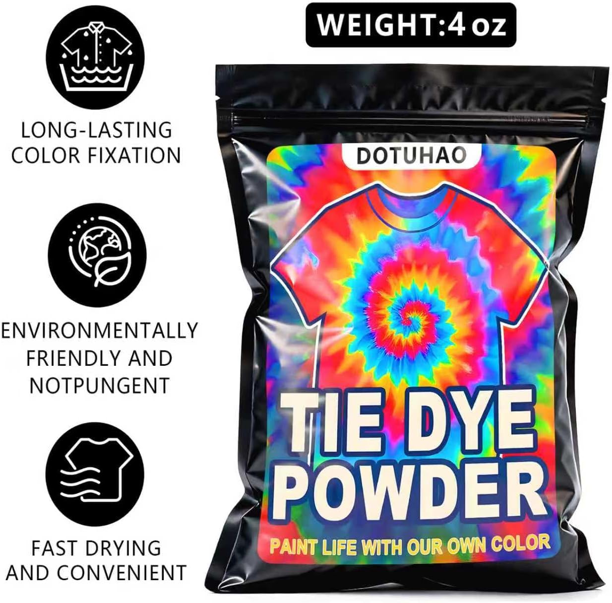 Tie Dye Powder, Yellow Fabric Dye, Tie Dyes for Clothes, Creative Dyes for Clothes, Perfect for Arts & Crafts, DIY Fabric Art (Yellow, 4 OZ)