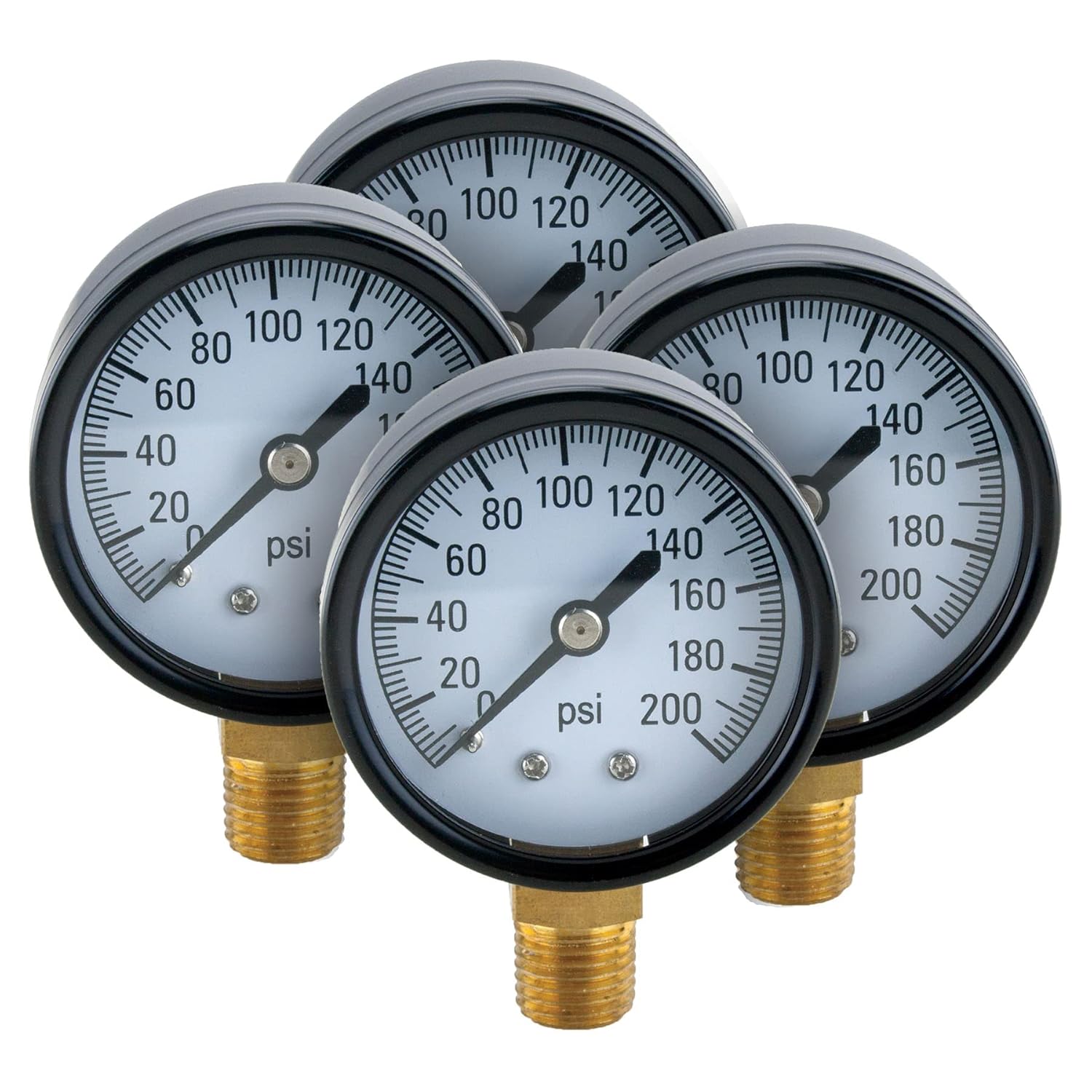 H2O PRO 12 Pack 100 PSI Steel Pressure Gauge with 1/4 Inch Male NPT Connection, Measures Well Water Pressure, Model 024771