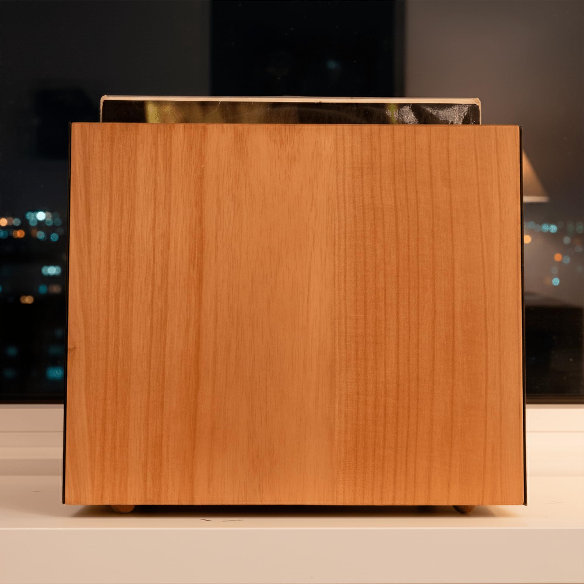 Schallplatten Aufbewahrung | Schallplatten Box aus Walnussholz Und Kohlenstoffstahl | Vinyl Storage für 50 LPs | LP Stand | Stapelbarer Record Holder | Schallplattenständer Holz