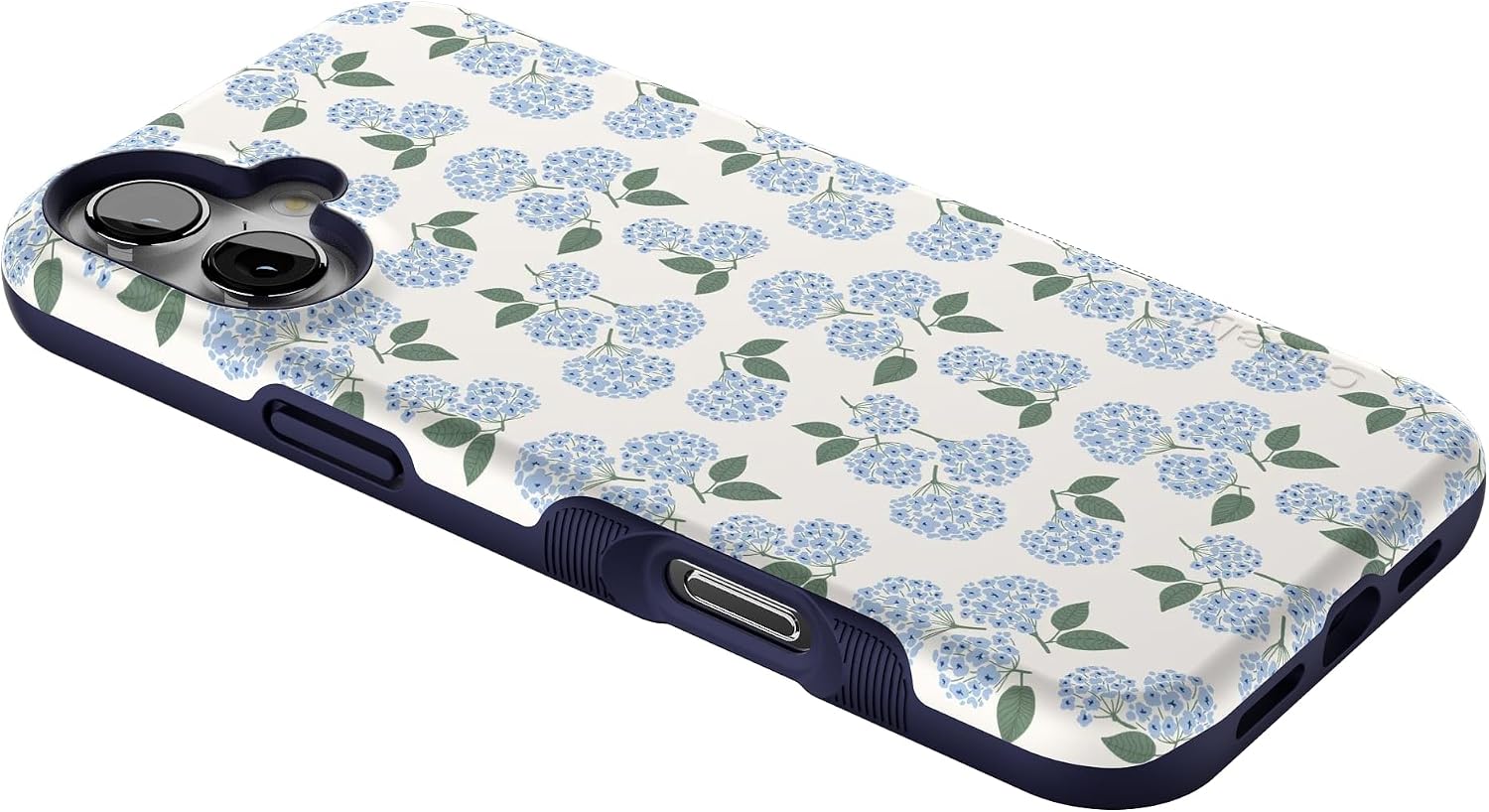 Casely iPhone 16 Plus Case | Nantucket Cottage | Blue Hydrangea | Bold Protective Design | Compatible with MagSafe