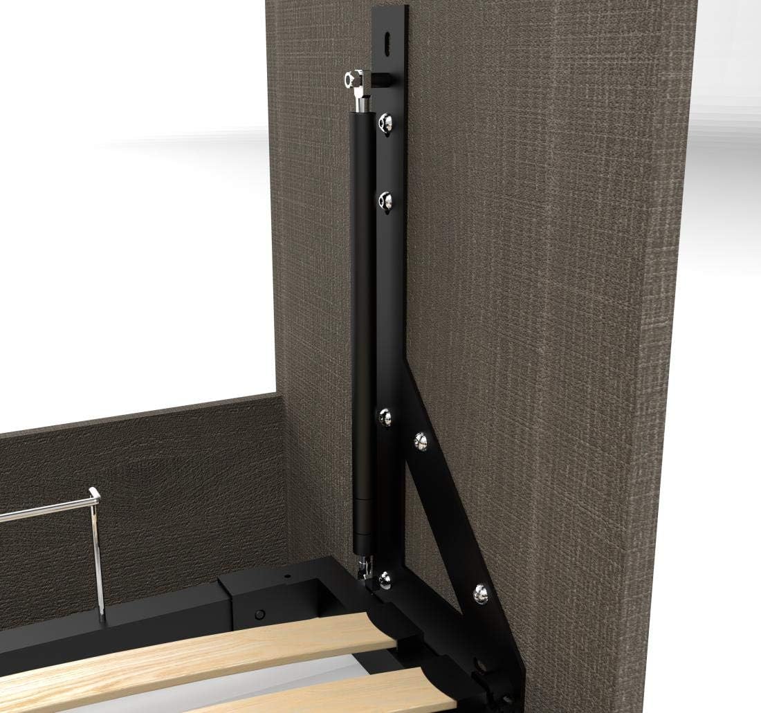 Bestar Cielo Full Murphy Bed with 2 Closet Organizers with Drawers (119W) in Bark Gray and White, Sleeping Arrangement for Multipurpose Room