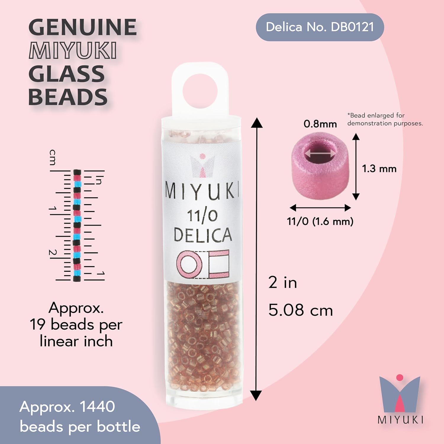 Miyuki Delica Seed Beads – Size 11/0 (1.6 mm), DB0121, Dark Topaz Gold Luster, 7.2 g, Approx. 1440 Beads, Made in Japan - Image 3