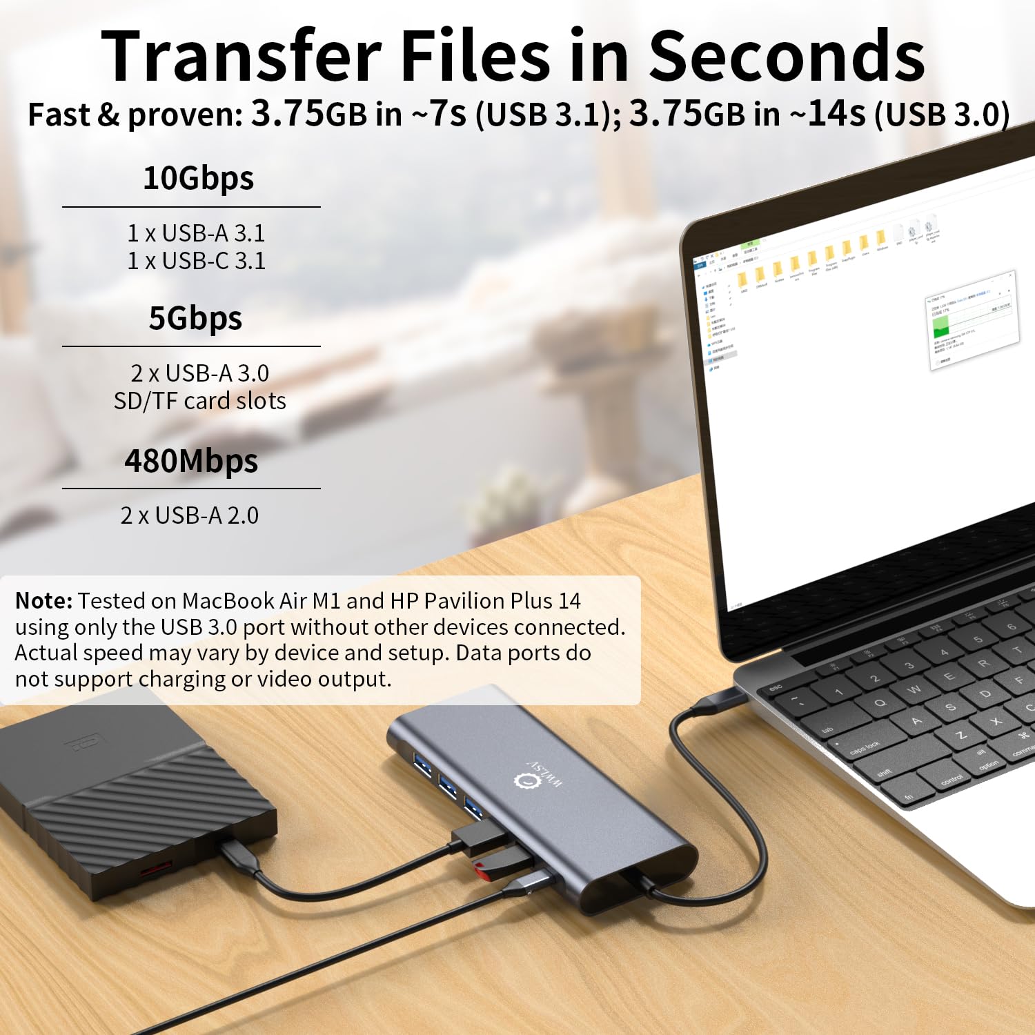 Stacja dokująca 3 monitory do laptopa HP/Dell / Lenovo / MacBook, potrójny wyświetlacz z podwójnym HDMI 4K, VGA, koncentrator USB C 14 w 1, stacja dokująca z USB 10 Gb/s, PD, Ethernet, SD/TF, audio