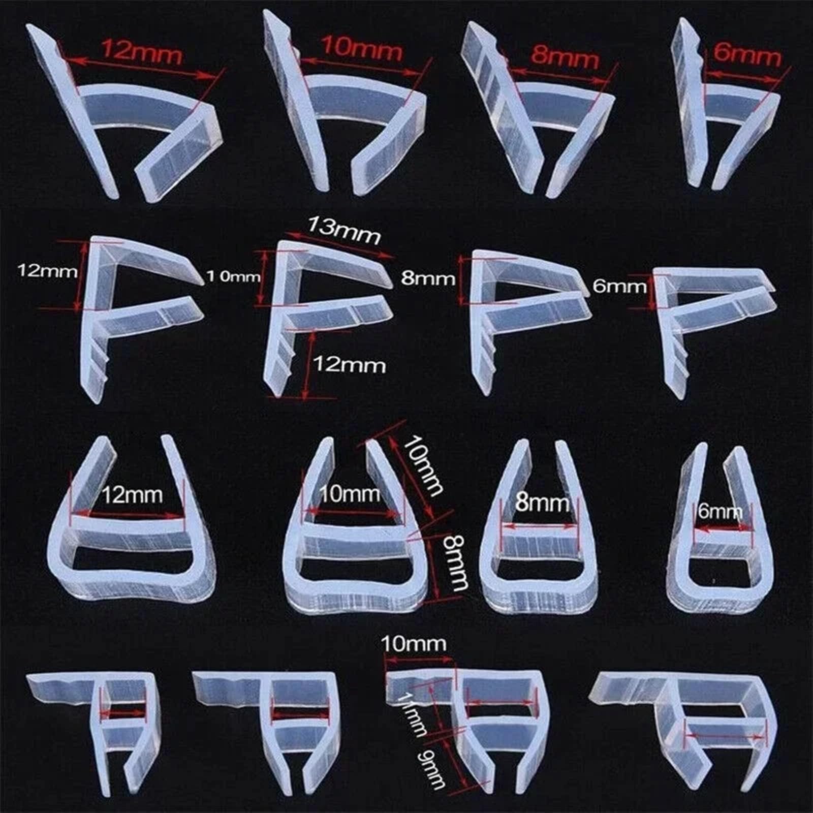 Tiras de Sellado para Puertas de Vidrio con Forma H/F/U, burletes de Silicona para baño y Ducha, Cinta de Sellado para Puertas y Ventanas de Oficina y balcón (U, 10 mm).