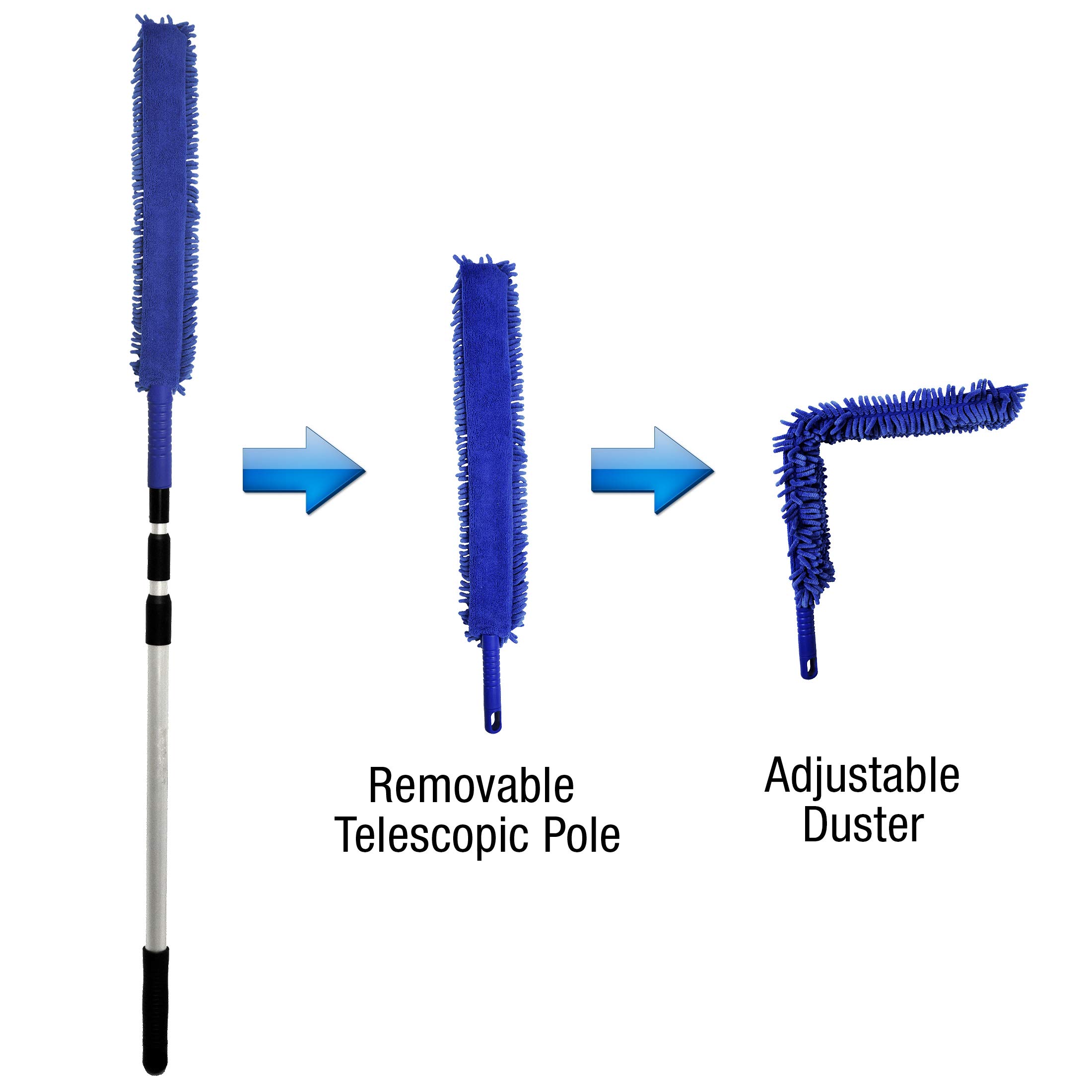 Cleanaide Handheld Flex de microfibra plumero con ajustable telescópico vara