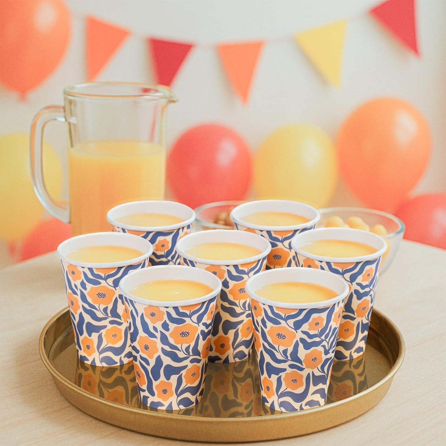 MATICAN Disposable Coffee Cups, 100-Pack 12-oz Bulk Paper Cups for Hot or Cold Drinks, Matisse-Style Floral Design Cups for Office, Parties, and To-Go Use (No Lids) image 2