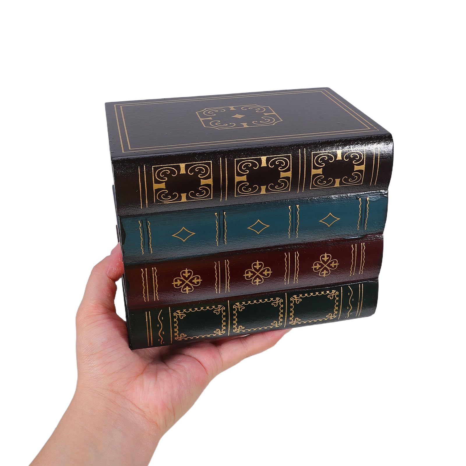 2 Juegos Caja Libro Oculta de Madera Estilo Vintage