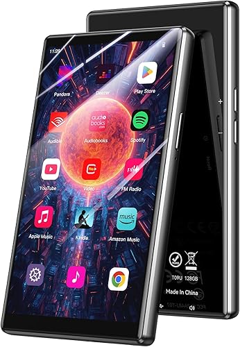 AGPTEK Reproductor de MP3 de 5 '' 128GB con Bluetooth y WiFi, pantalla táctil T09 Andriod 13 Reproductor de música con Spotify, Audible, YouTube,