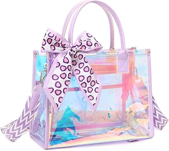 Clear Tote Bag Stadium Events Transparent Clear Purse for Women Thick PVC Shoulder Bag with Guitar Strap for Concert