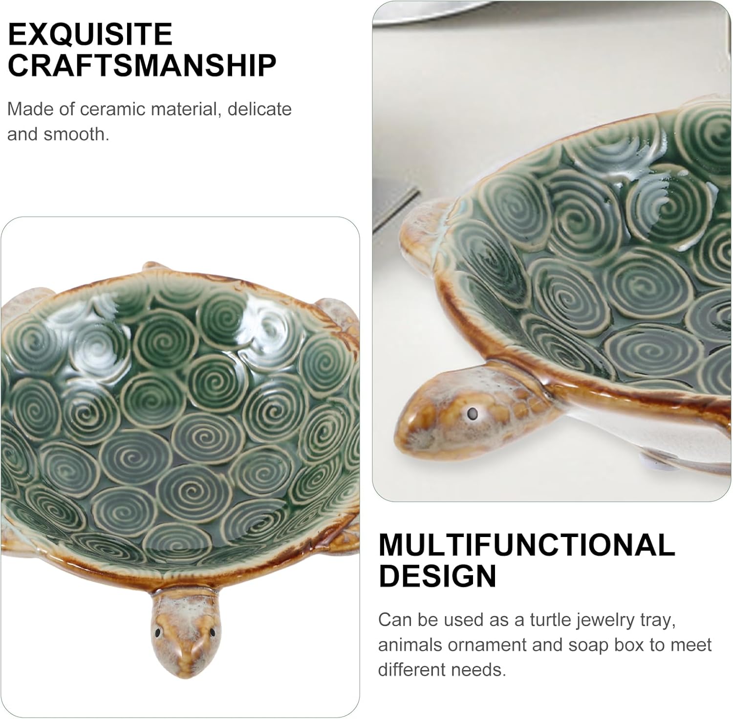 LIFKOME Ceramic Turtle Jewelry Plate Tray 6.69X5.11X1.57In Decorative Jewelry Organizer for Rings Earrings Necklaces Compact Storage Display Dish
