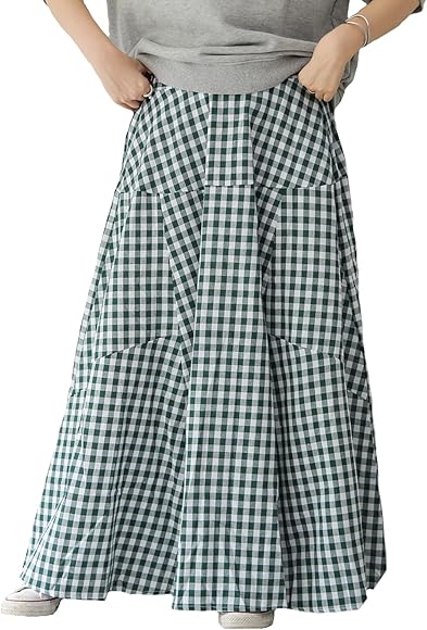 Amazon.co.jp: [ANCKDOCE] レディース チェック柄 スカート パッチ