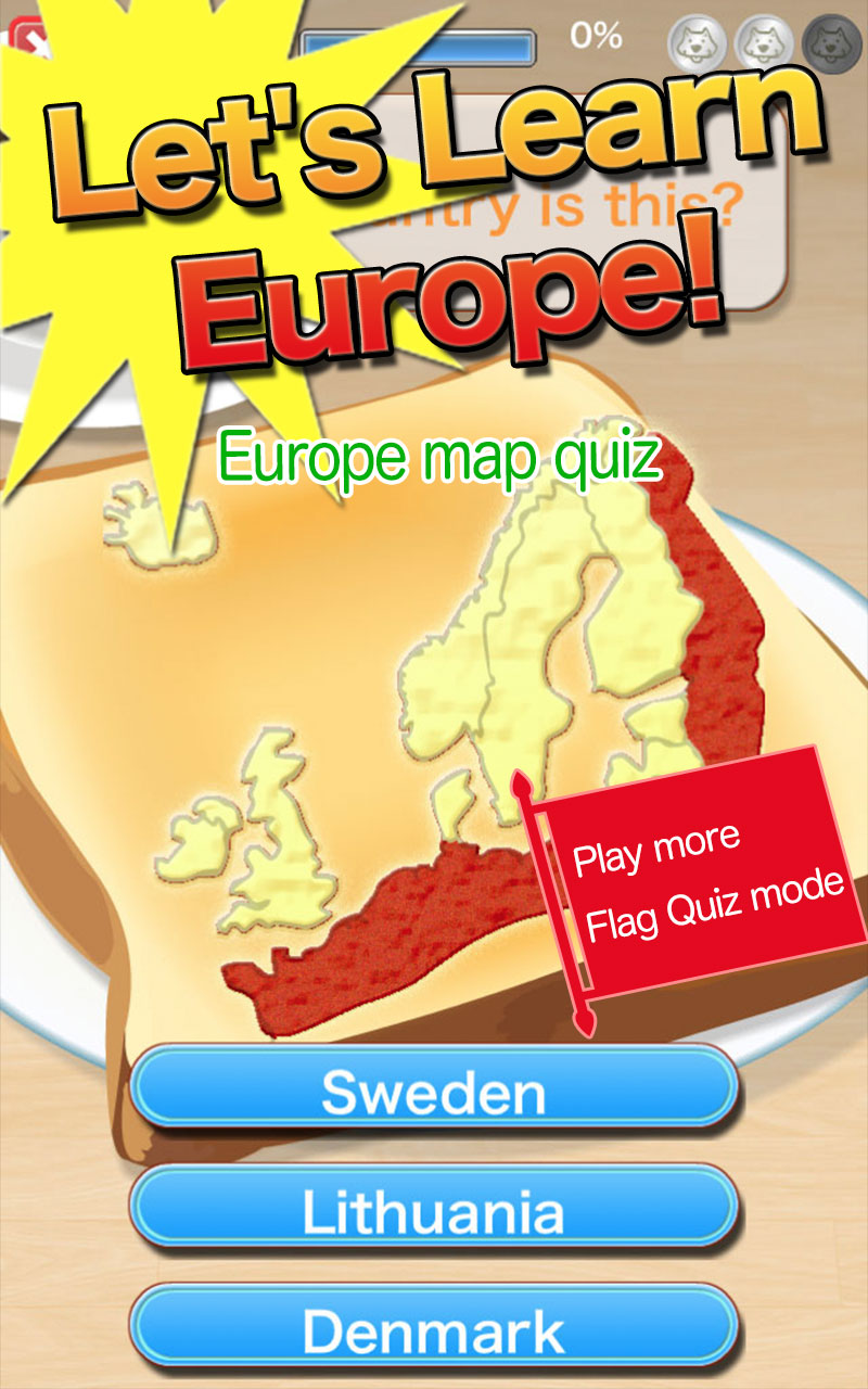 Quiz of map and the national flag： Europe Map Toast - App on Amazon ...