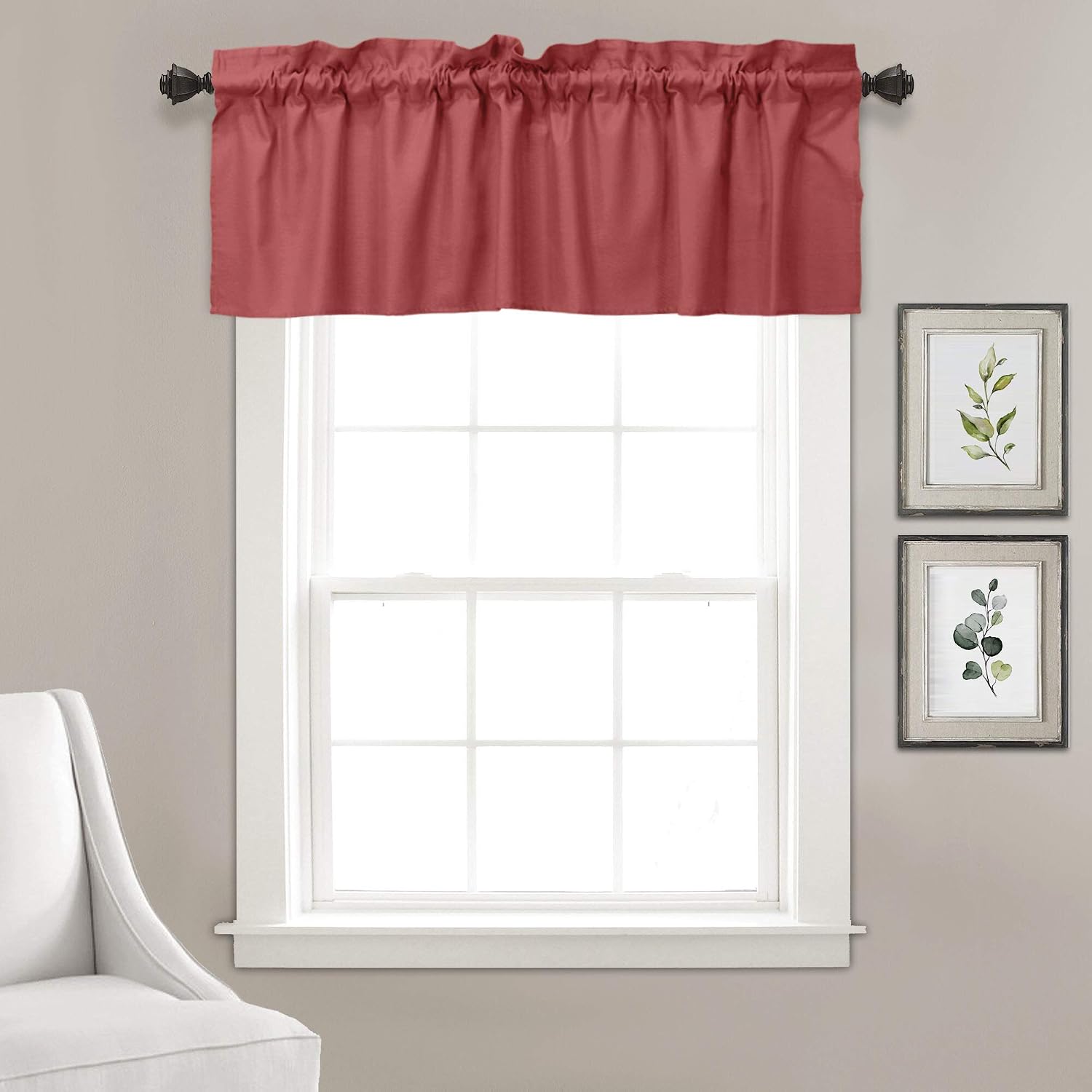Plain Cotton Valance, Decorative Window Rod Pocket Valance Half Drape for Kitchen Window 2 Panel,30x36 Inches, Dark Peach