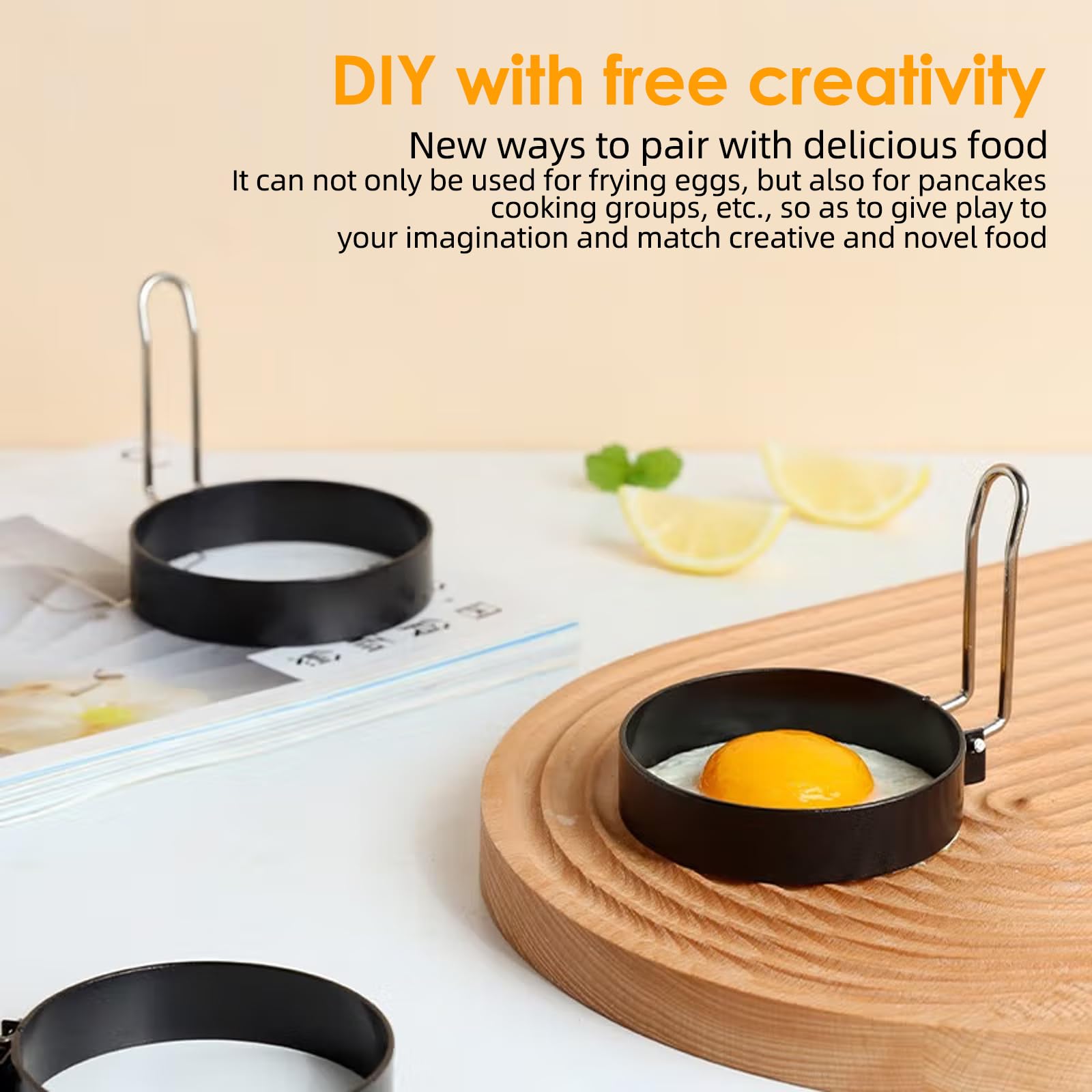 DAJAVE Lot De 4 Moules à Pancakes - 10,5 X 2,5 Cm - En Acier Inoxydable