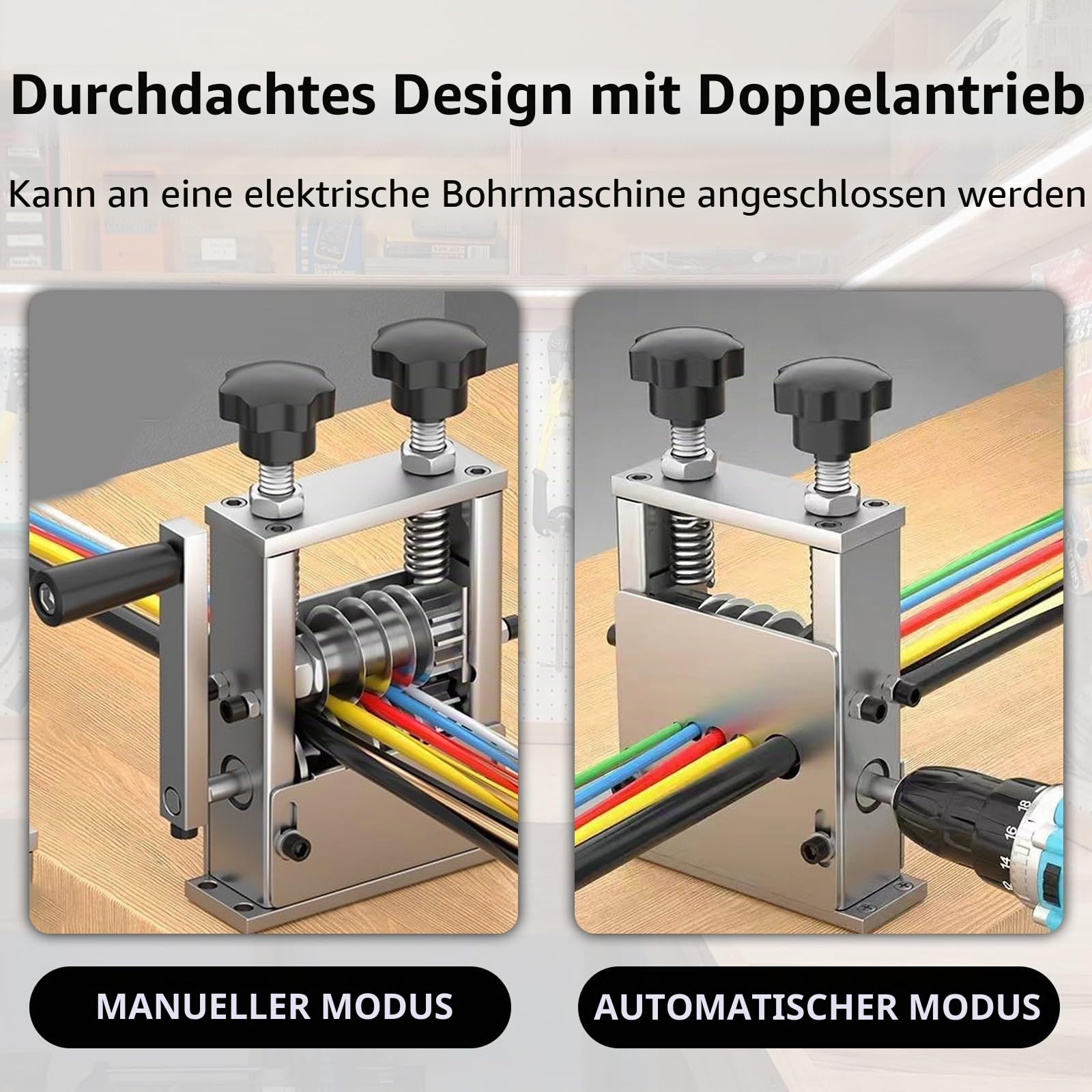 Kabel Abisolierer, 6 Löcher Abisolierzange 1-17mm Automatisch Kabel Abisolierwerkzeug Manuell Elektrisch 2 Modi Kabelabisoliermaschine Abisoliermaschine 5 Drähte Gleichzeitig Abisolieren mit 5 Klingen