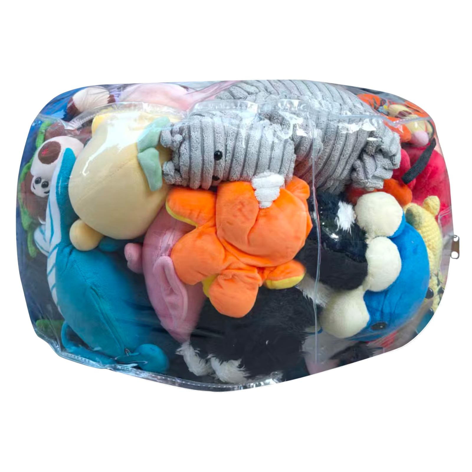 50L Clear Stuffed Animal Storage Bean Bag Cover, Waterproof PVC Plush Toy Storage Bean Bag Seat with Zipper, Playroom Sofa for Child Plush Toys Organiser No Filler