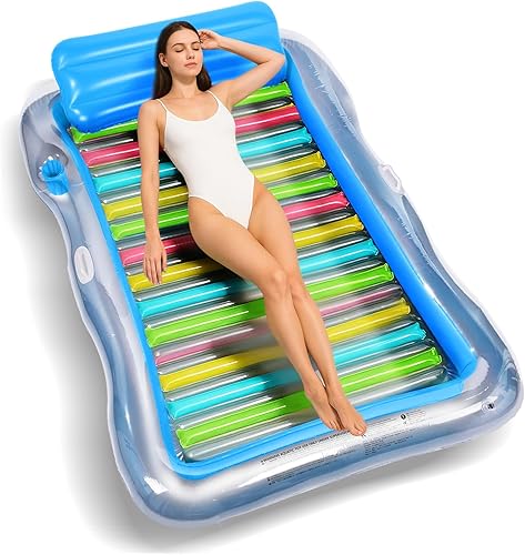 Miniatura 8 de BAIAI - Tumbona inflable para adultos - Flotadores grandes de bronceado para playa, balsa para tomar el sol, flotadores de agua con soporte para