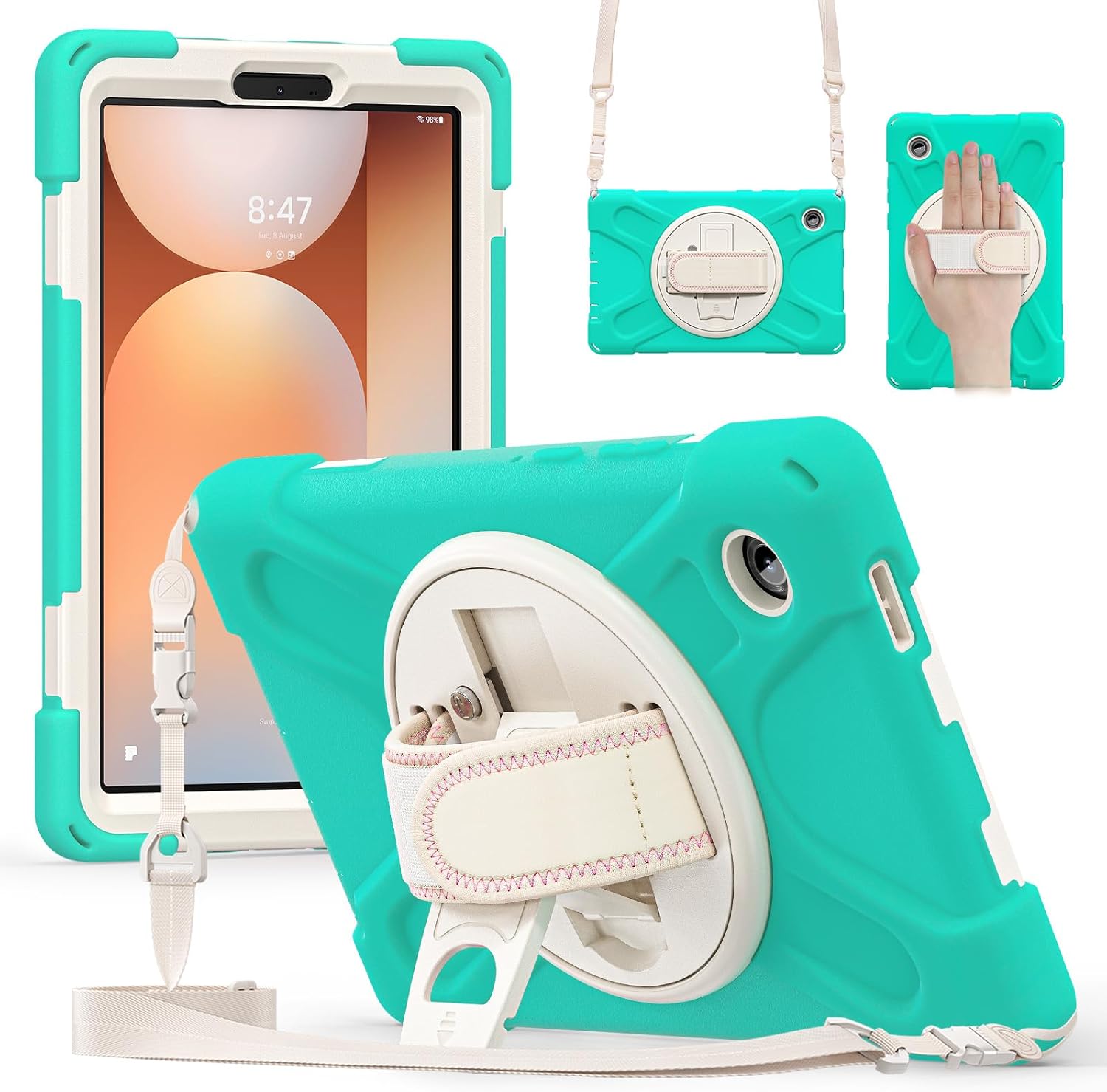 Case Compatible with for Samsung Galaxy Tab A11 Plus 11-inch 2025 (Model SM-X230/X233/X235/X236B/X310) Heavy-Duty Protection with Stand, Hand Strap, and Shoulder Strap.