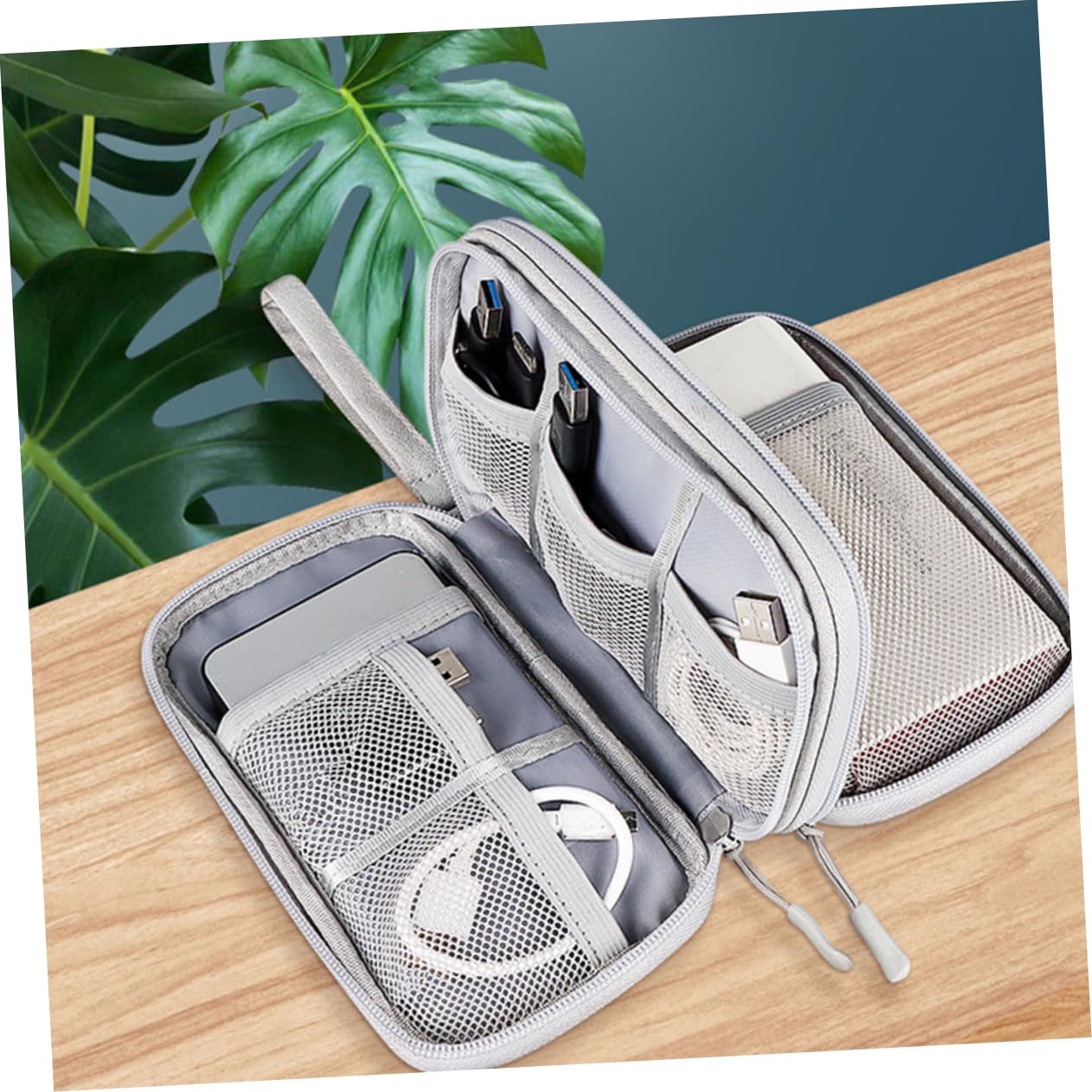 HOMSFOU 4pezzi Organizzatore Elettronico Portatile Per Viaggio Borsa Per Cavi e Accessori Design Compatto Oxford Scomparti Per Cuffie e Caricatori Ottima Protezione e Facile Da Trasportare