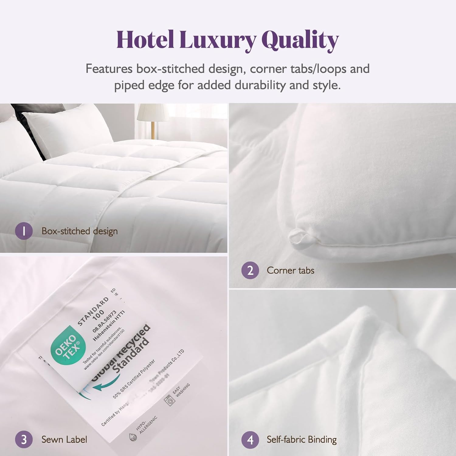 Bio-Based ClimaLoft & Lyocell Comforter Summer/All-Season Duvet Insert Queen Size. Hypoallergenic Down Altemative, Oeko-TEX/GRS Standard, Lightweight for Warm Climates/Sleepers, White