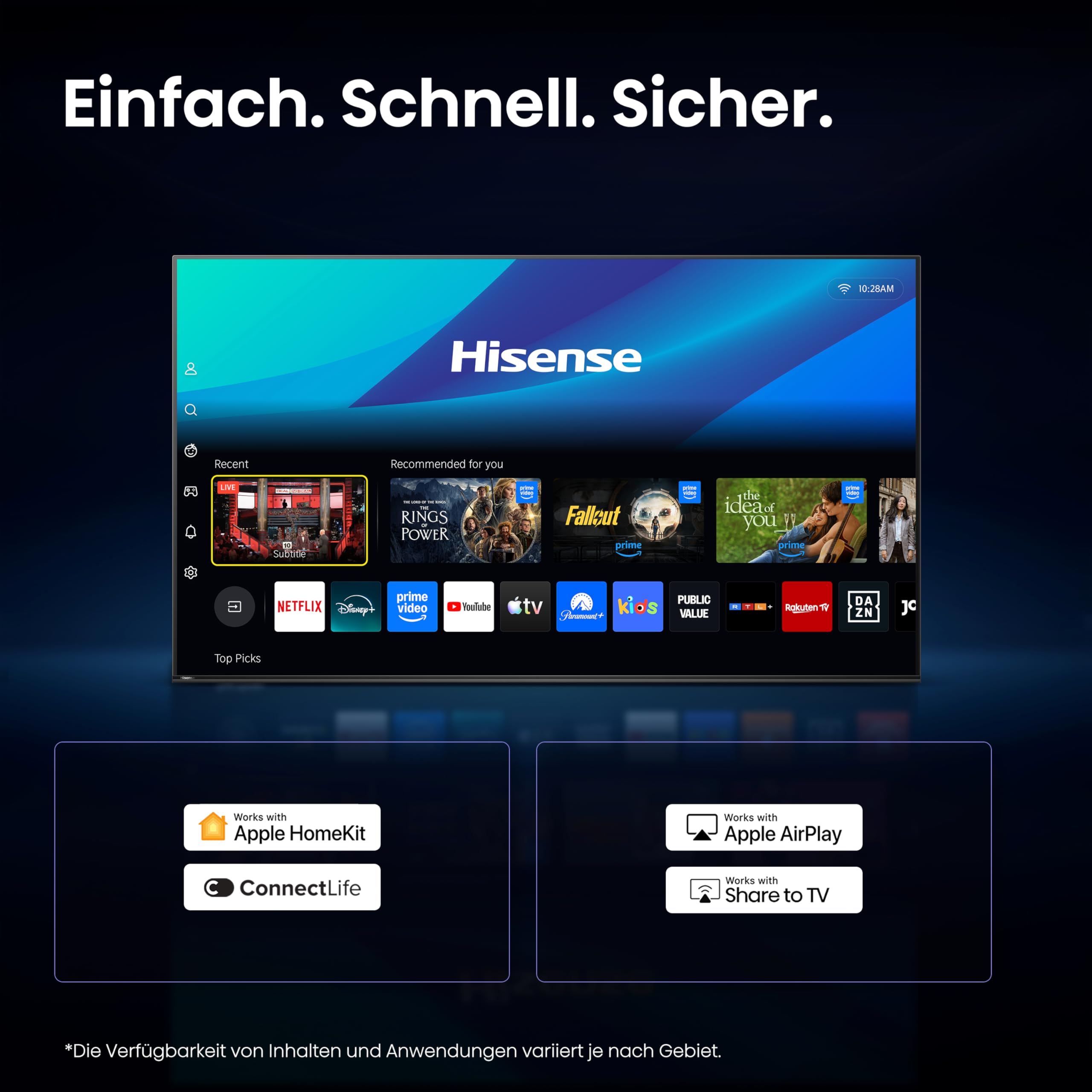 Hisense 40E4DS Fernseher 43 Zoll, 4K FHD Smart TV, Hi-View AI Engine, 60Hz Game Mode, Natural Colour Enhancer, Dolby Audio, DTS Virtual: X, Rauschunterdrückung, Airplay [2026]
