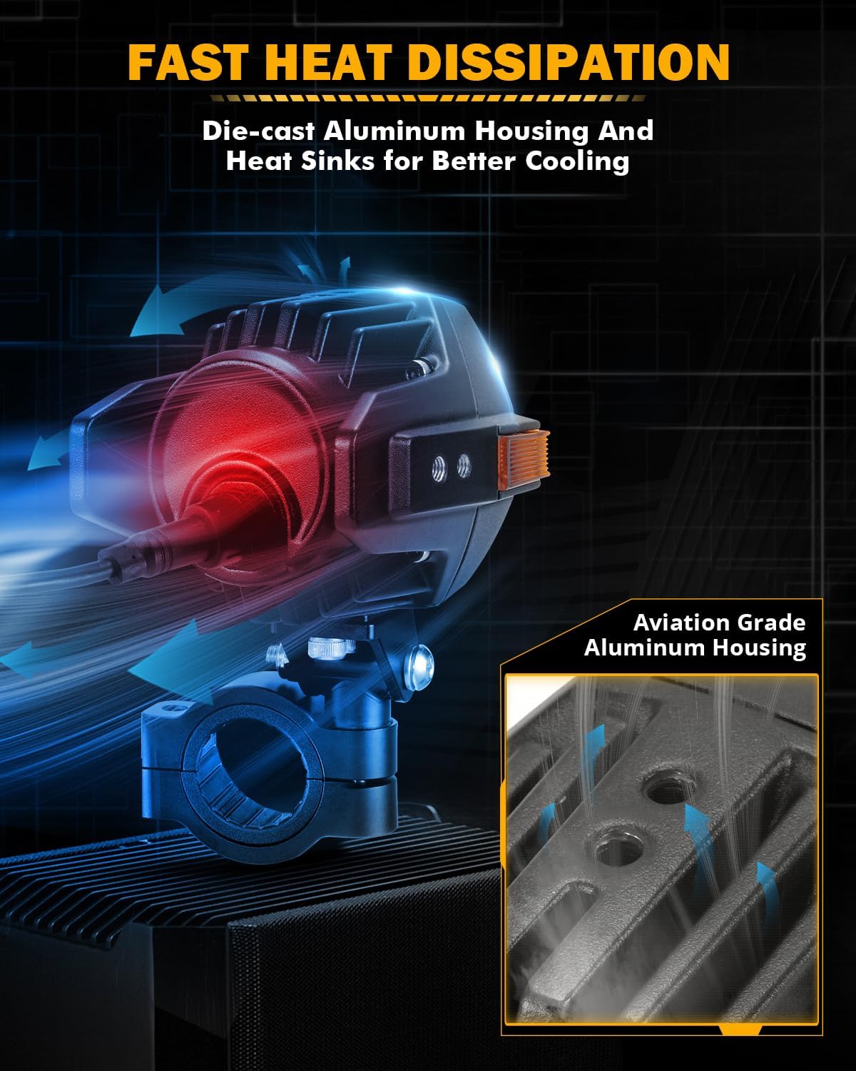 Auxbeam Motorcycle LED Fog Lights Auxiliary Lights Driving Light Spotlights 8 Modes White/Amber Dual Color Strobe Switchback 3 Inch 120W LED Offroad Work Light for Motorcycle ATV UTV Trucks - 2Pcs