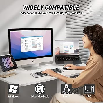 Mini Rechargeable Foldable Bluetooth Keyboard and Mouse Combo, Portable (Sync Up to 3 Devices), Ultra-Slim Travel Folding Keyboard for iPhone iPad Mac Android Windows iOS(Grey)