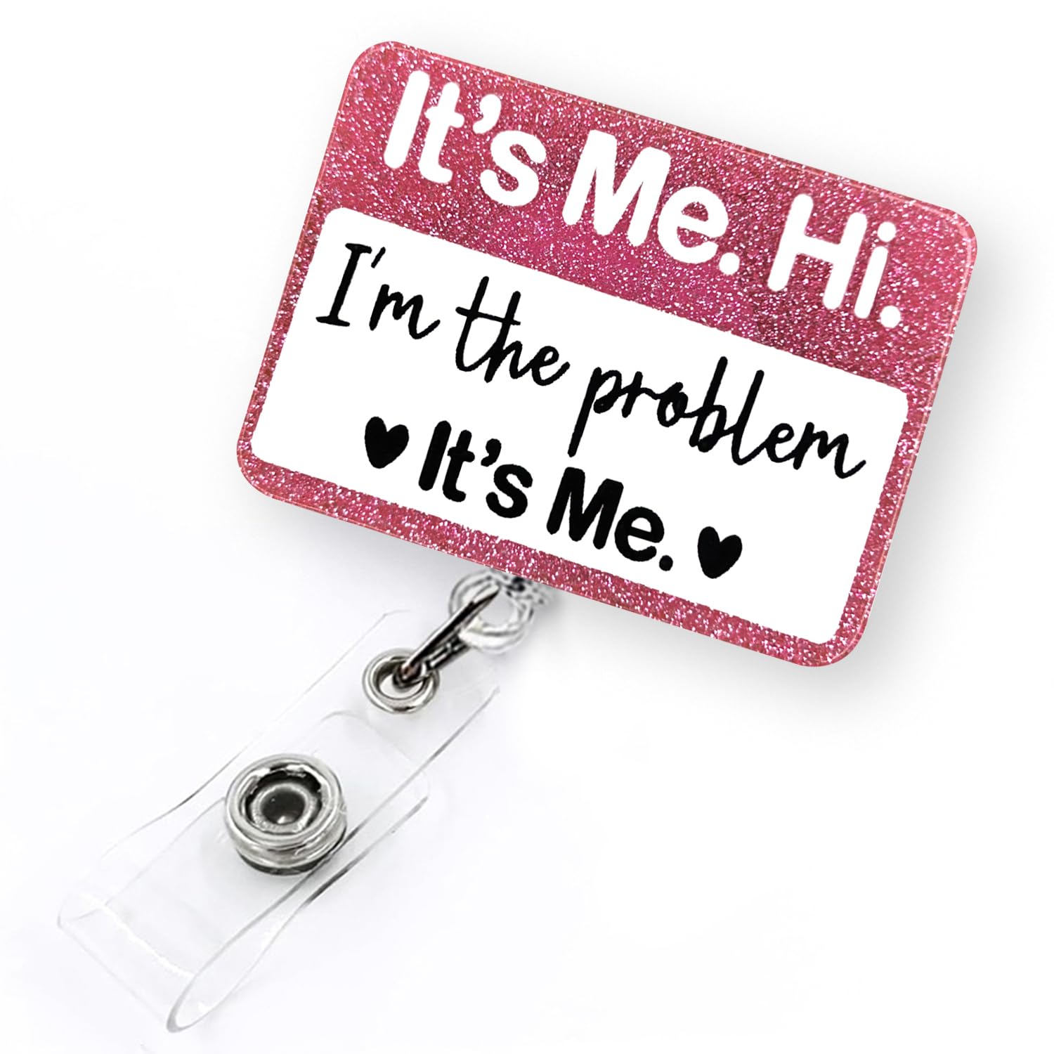 It's Me Hi I'm The Problem It's Me Badge Reel Retractable, Funny Badge Reel for Nurse Nursing RN CNA Medical Assistant & Office Staff, ID Name Badge Holder with Alligator Clip & 24” Durable Nylon Cord