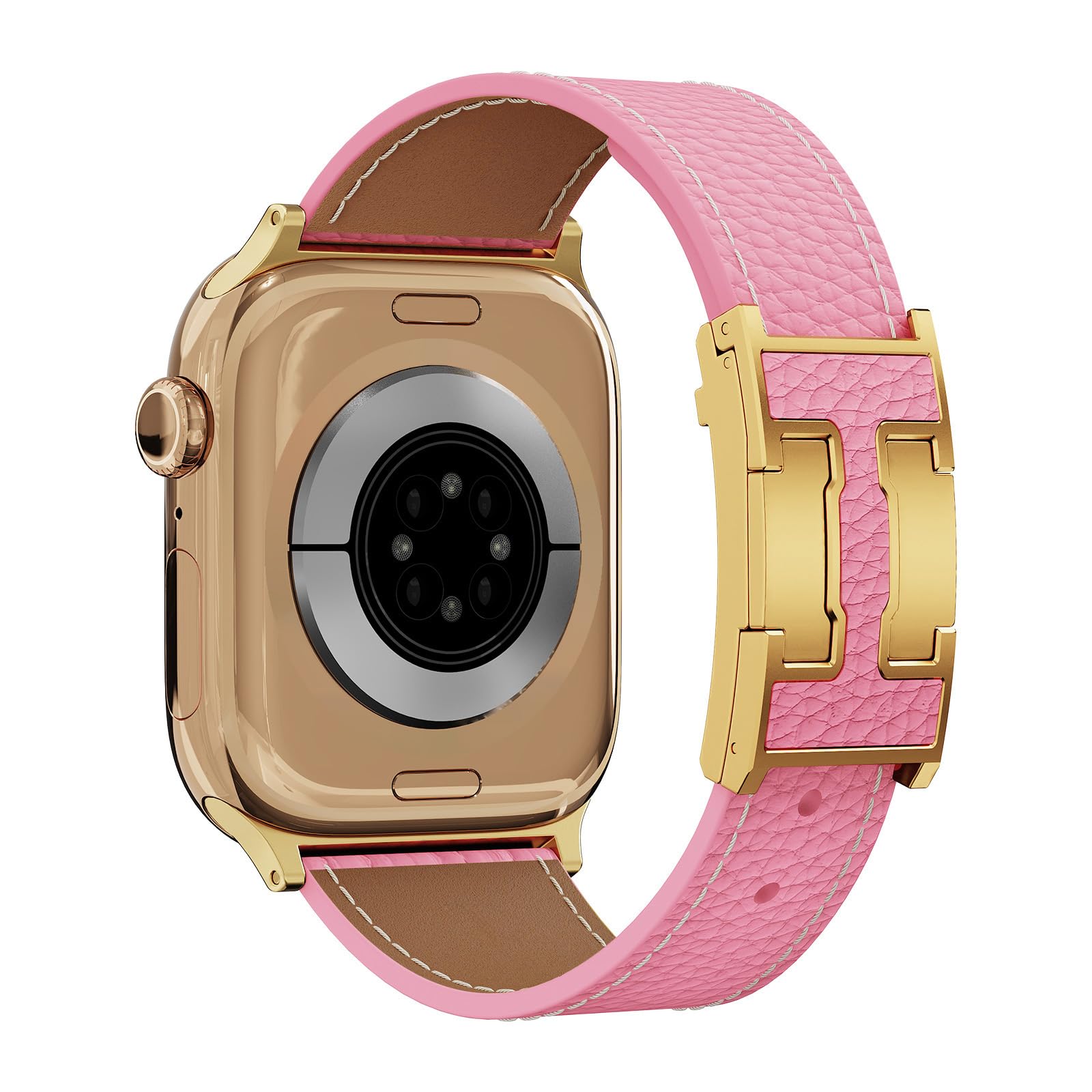 Cinturino in pelle di lusso compatibile con Apple Watch da donna, fibbia a