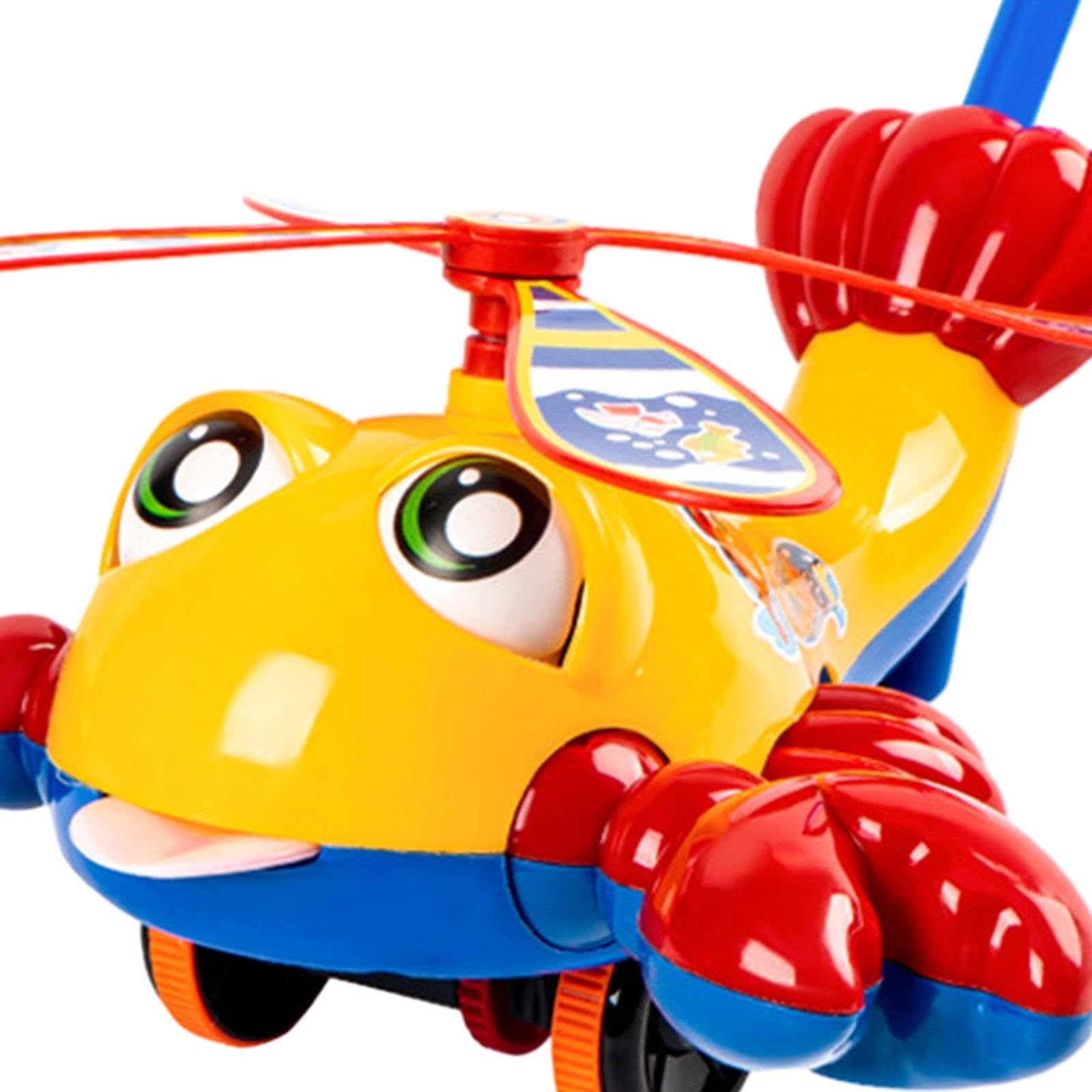 Vaveren Push Along Walking Toys Balance Toy Lobster Learning Toys with Detachable Rod Baby Cart Hand Push Toy for Babies Girls Boys, Yellow