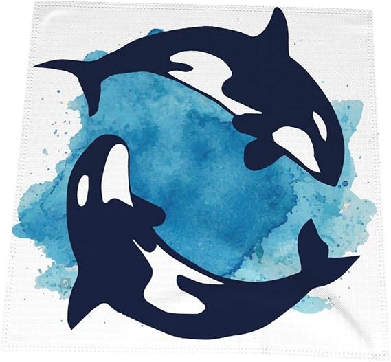 Amazon Co Jp シャチ柄 鯱柄 キラークジラ柄 しゃち柄 魚柄 動物柄 アニマル柄 ランチとディナー用のナプキン洗えるナプキンエレガントなナプキン 結婚式のレセプション誕生日ホリデーパーティーフォーマルディナー用の食器 ファッション
