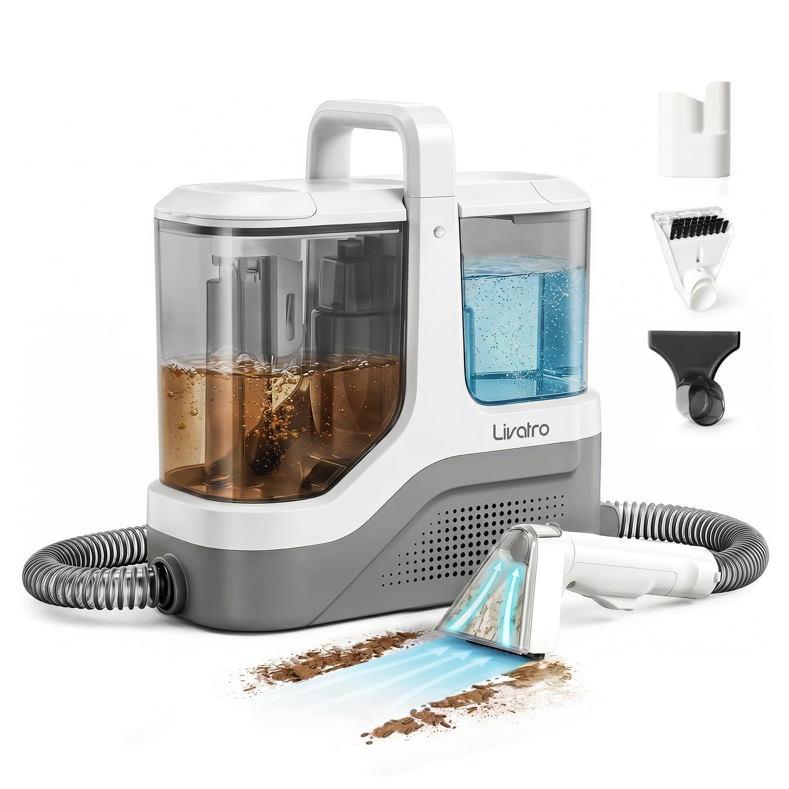 Livatro Portable Carpet Upholstery Cleaner with 2.3L+1.3L Dual Tank