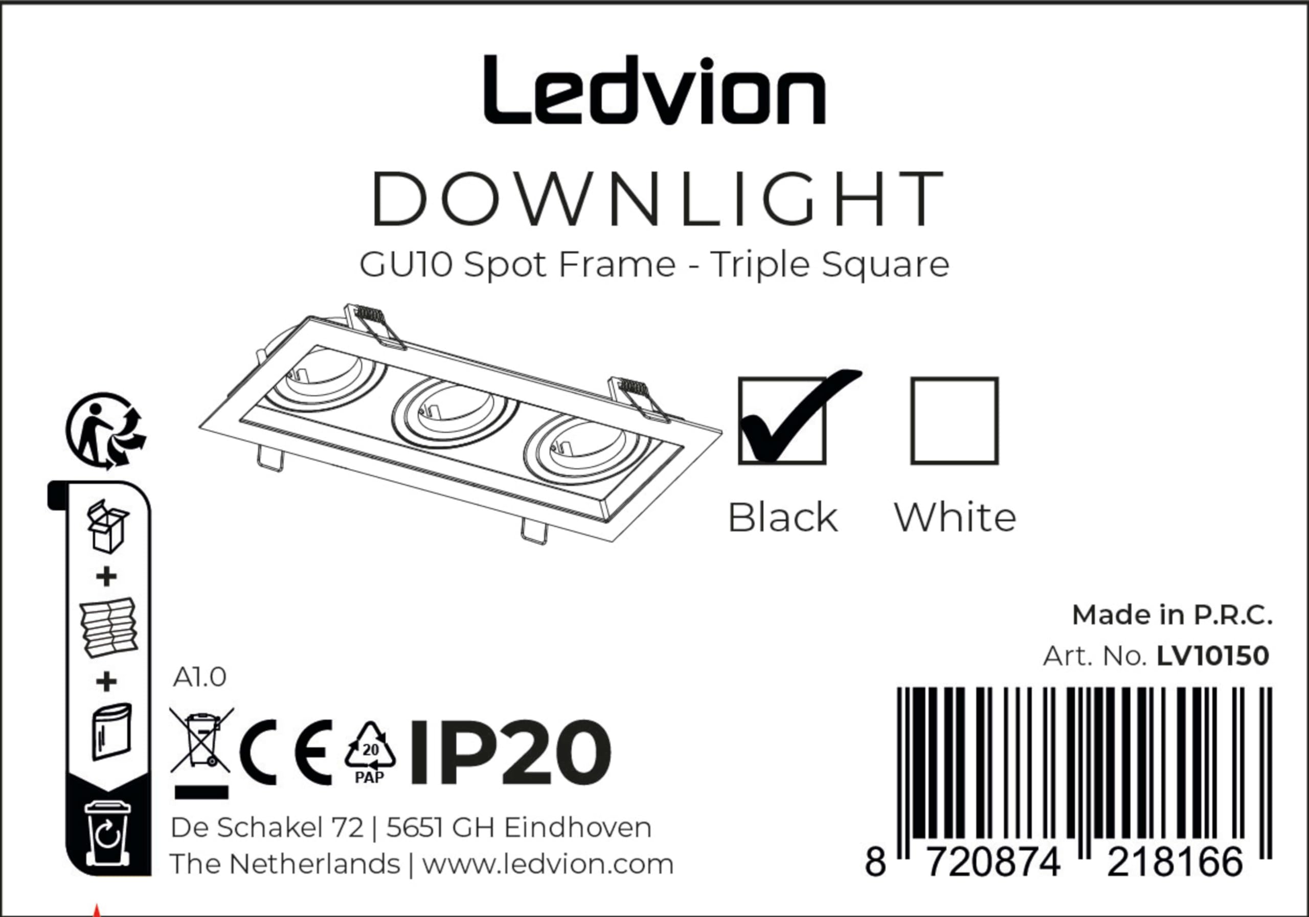 Ledvion 6er Set LED Einbaustrahler Schwarz 4.9W RGB CCT dimmbar | Einbaumass 270x100mm; Fuer trockene Innenraeume wie Wohnzimmer Kueche und Flur