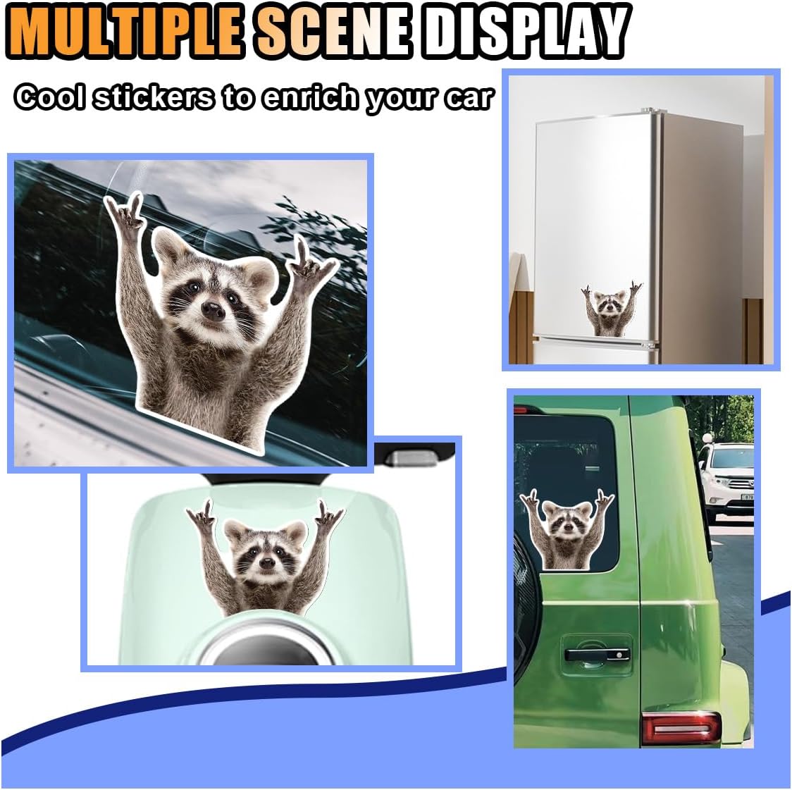 Funny Rocking Raccoon Sticker Decal - Cute Car Window Decal Waterproof Vinyl Sticker, 5.11×4.42 Inch Raccoon Pattern Car Laptop Wall Window Bumper Sticker (1PC) - Image 3