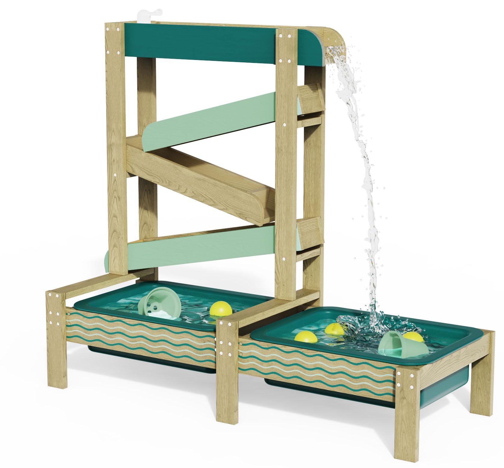 ToyToyToy Wasserbahn 3 teilige Wasserstraße mit 2 Wannen Wasserspieltisch Sandspieltisch