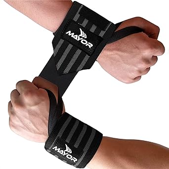 Mayor Secure Gym Gloves Wrist Support (Free Size) (One Size, Grey/Black) - image, photos