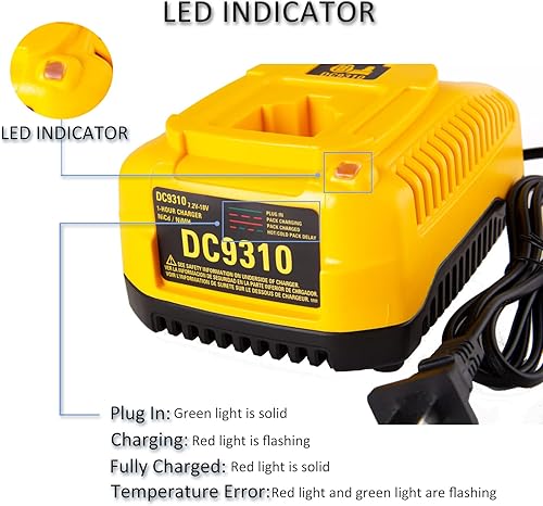Miniatura 3 de DC9310 Cargador de batería XRP de 18 V para cargador de batería Dewalt de 18 V DW9116 compatible con Dewalt 7.2V-18V XRP NiCDNiMH batería DC9098