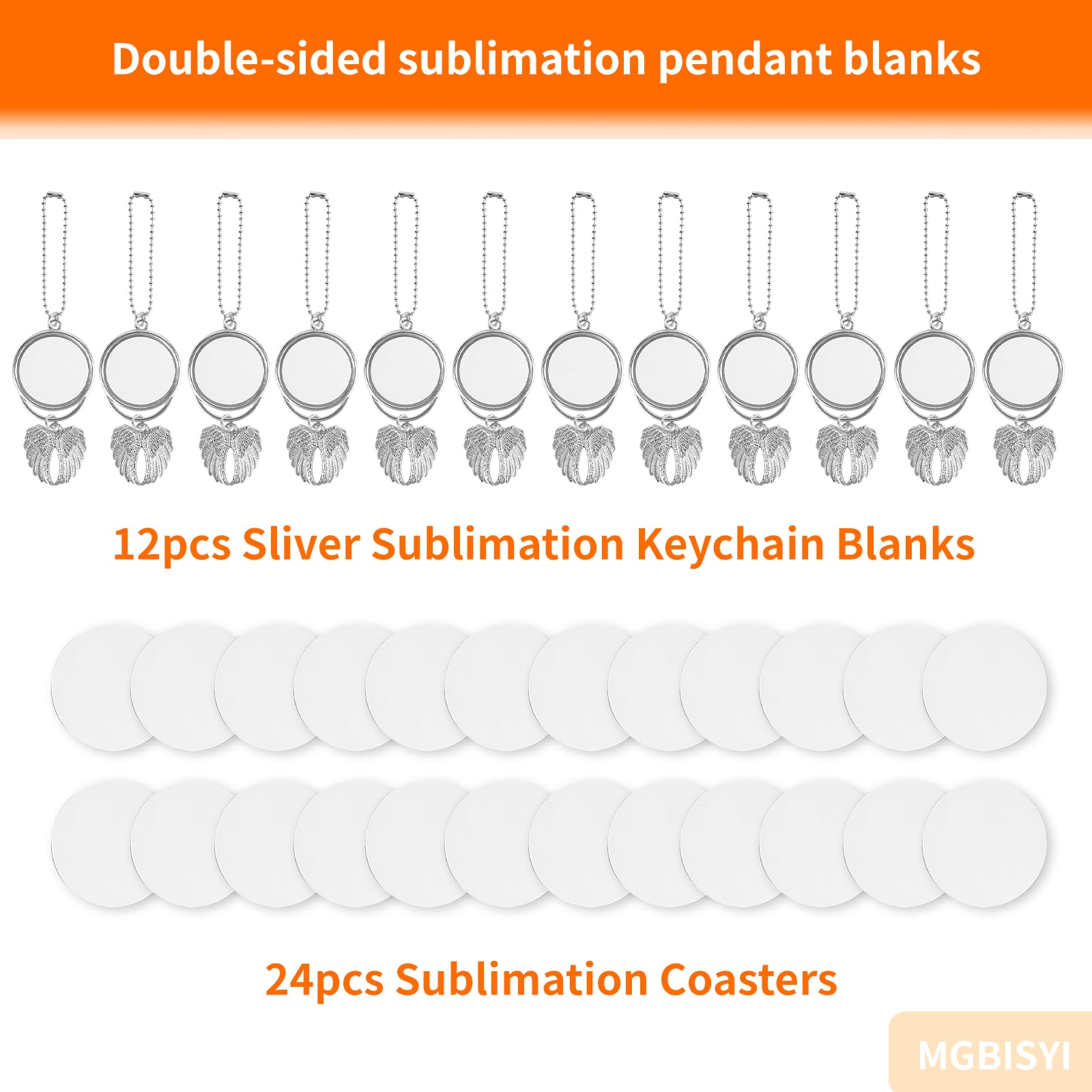 MGBISYI 12 PCS Double-Sided Metal Sublimation Keychain Blanks, DIY Sublimation Printing Blanks for Car Hanging Ornaments, Christmas Gift Craft Supplies, Sublimation Ornament Blanks