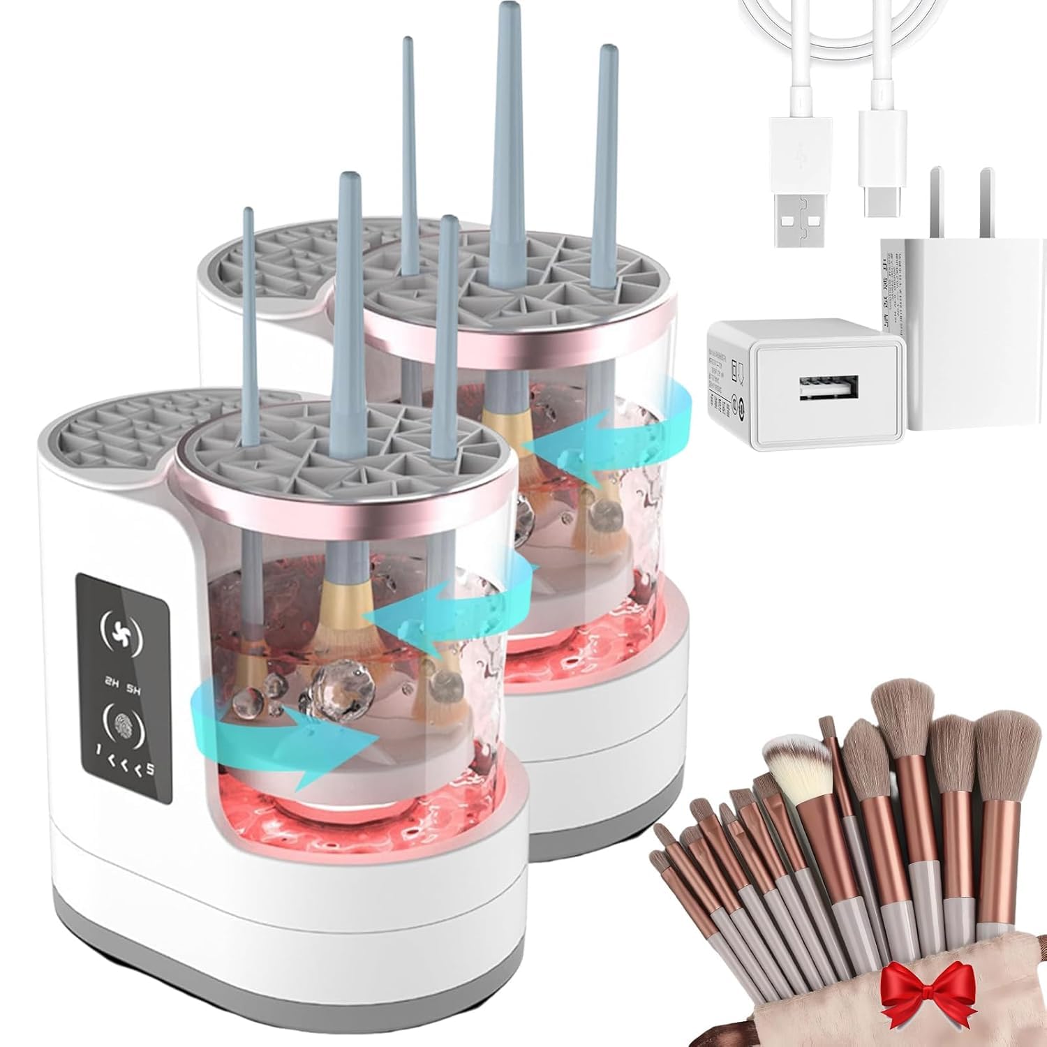 Makeup Brush Cleaner, 3 in 1 Makeup Brush Cleaner with 13 Luxury Brushs Set, Portable & Electric Automatic Deep Cleaning (1Pcs +13 Brush Set)