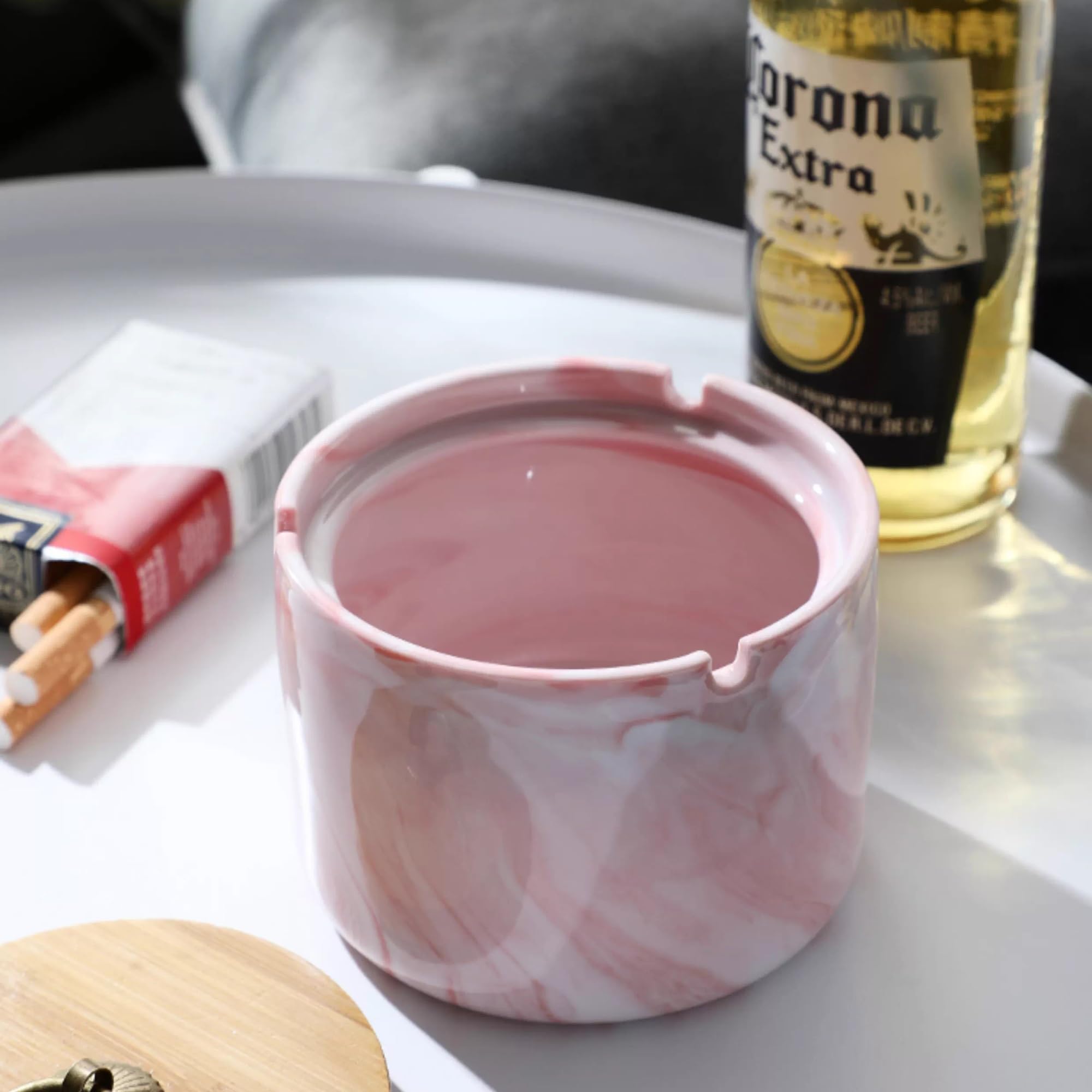 Popielniczka marmurowa wzorzysta popielniczka pokryta ceramiką odpowiednia do użytku domowego w hotelu i biurze Wewnątrz na zewnątrz Popielniczka (Gris)