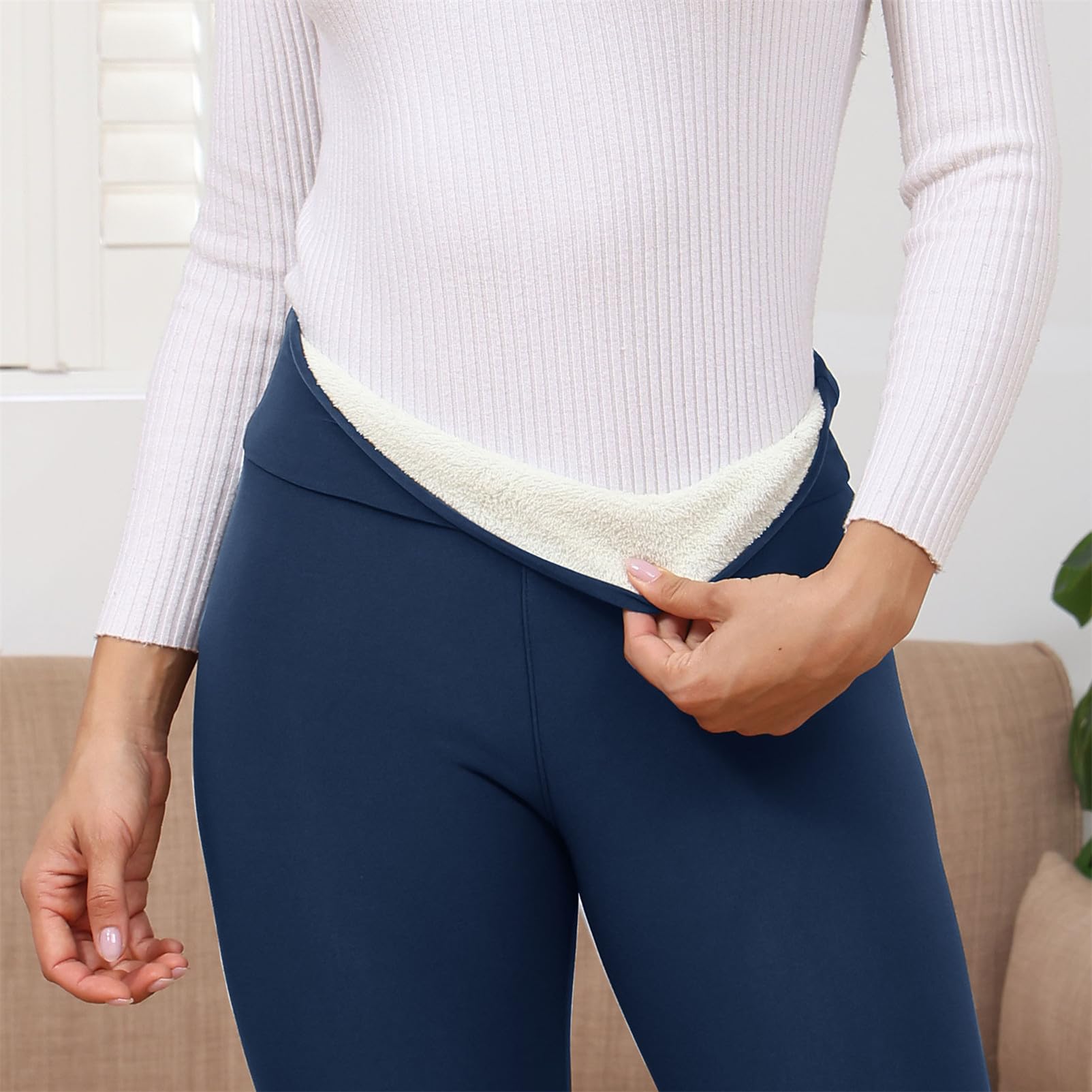 Tolaler Damskie legginsy polarowe, ciepłe legginsy damskie na zimę, legginsy termiczne z wysokim stanem, do jogi, fitnessu, na narty, grube, rozciągliwe legginsy