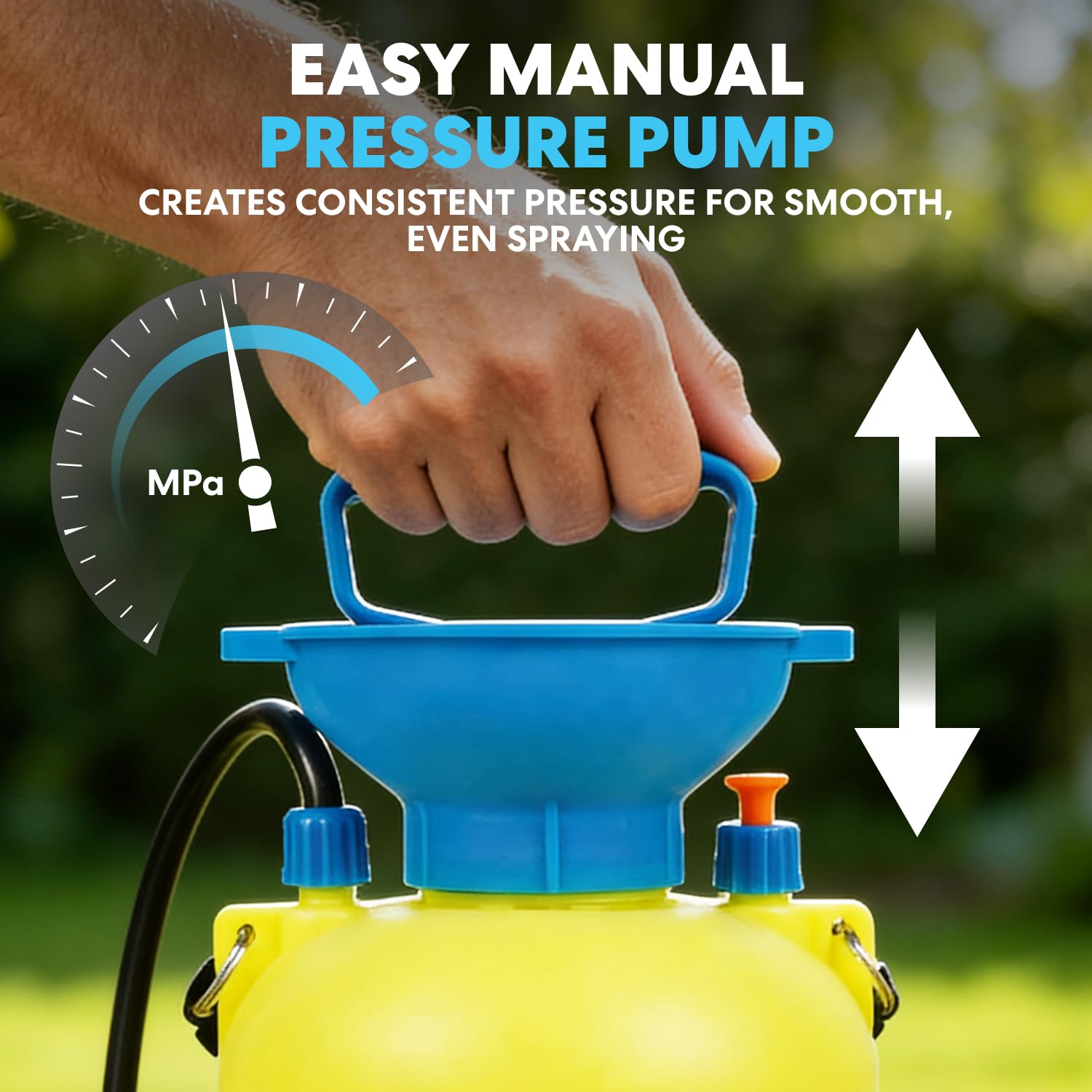 SIMPLI-Magic Pulverizador de Bomba de jardín de 5 litros, pulverizador de presión de Mano con Boquilla Ajustable y fácil acción de Bomba para Plantas, Cuidado del césped, Limpieza y Uso al Aire Libre