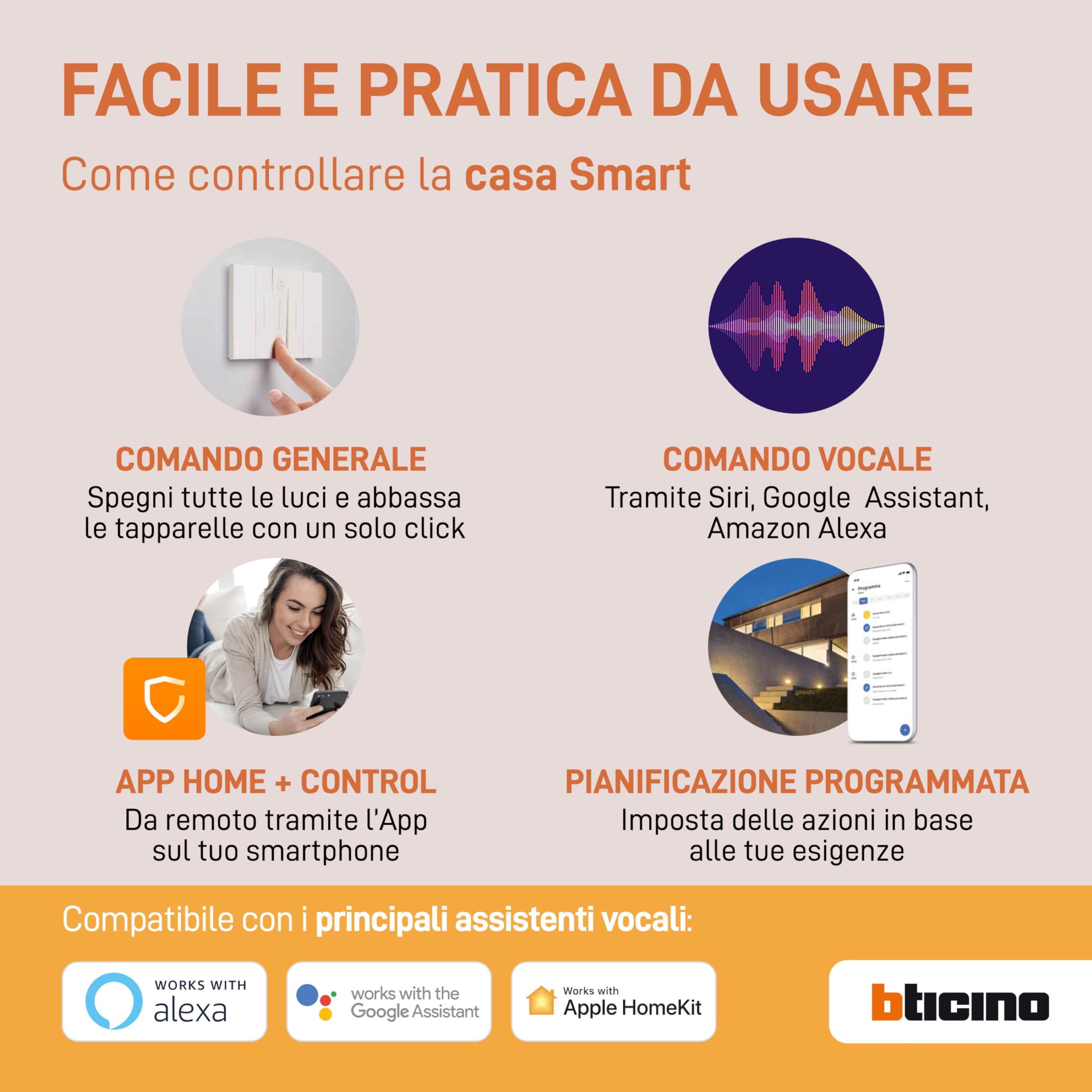 BTicino K4027C Living Now Comando Tapparella Connesso, 1 modulo