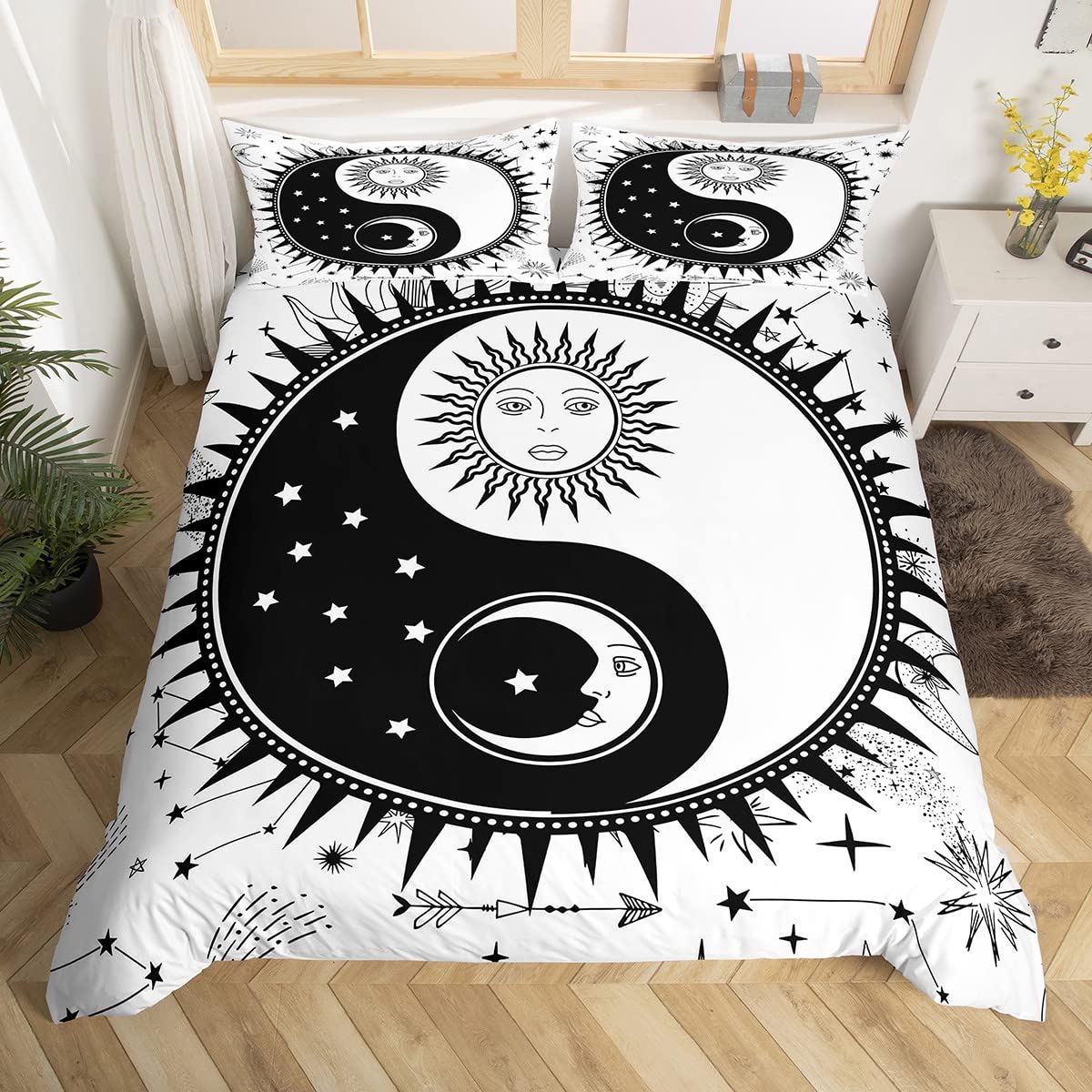 Housse de couette Yin Yang finie la literie rêche optez pour la douceur King